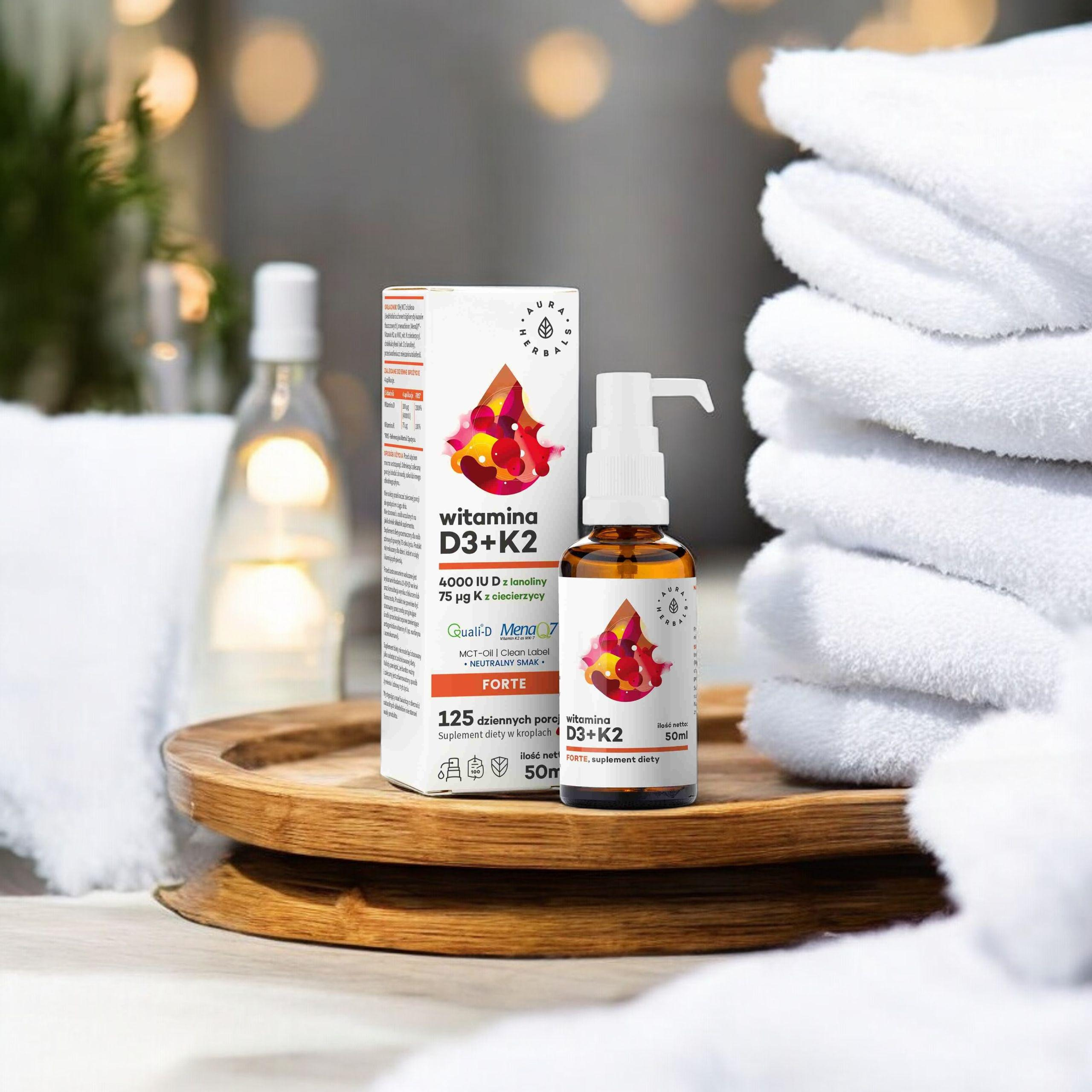 AURA HERBALS - Vitamin D3 4000 IU + K2 MCT - 3x 50ml