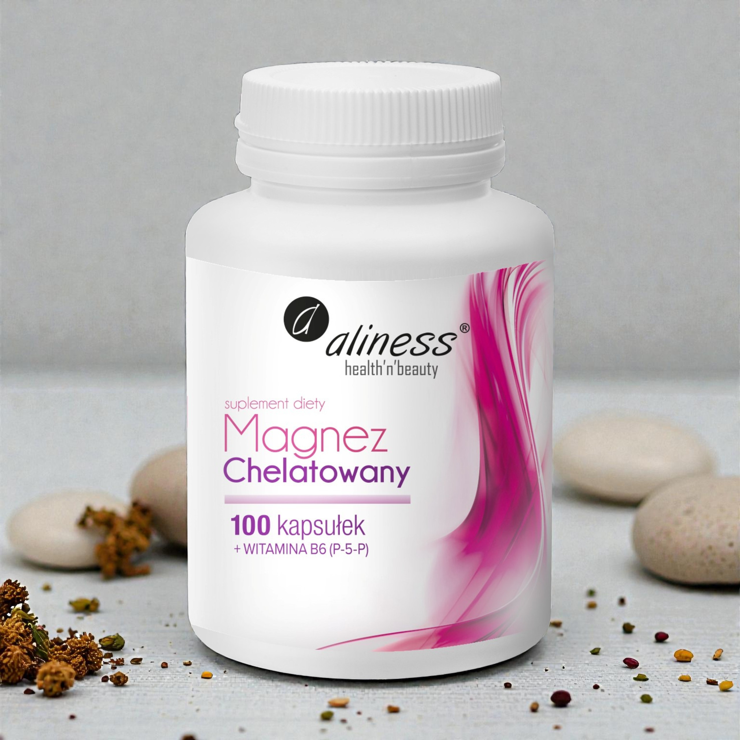 ALINESS - Magnez Chelatowany 720mg + B6 (P-5-P) - 2x 100caps.