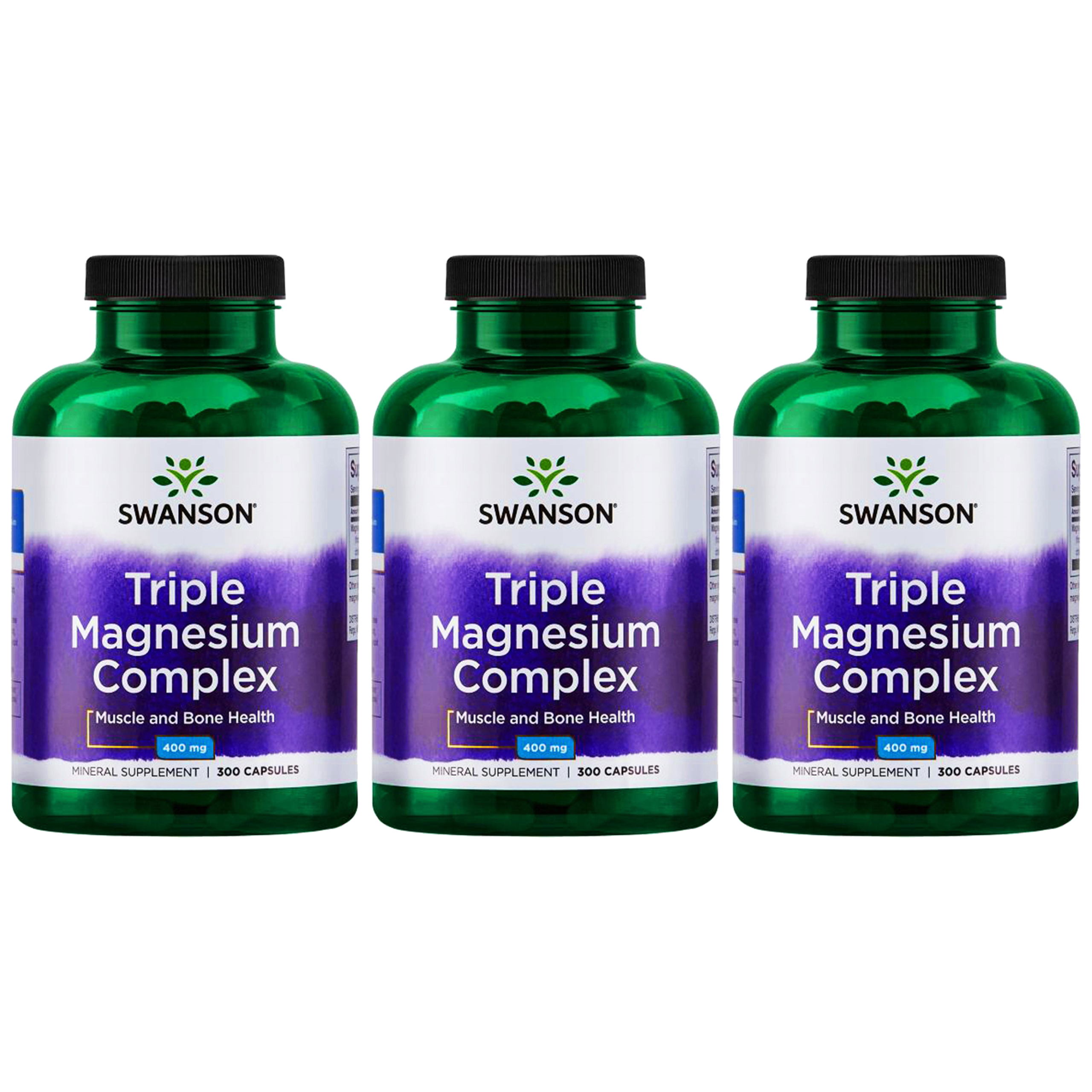 SWANSON Triple Magnesium Complex 400mg - 3x 300caps.