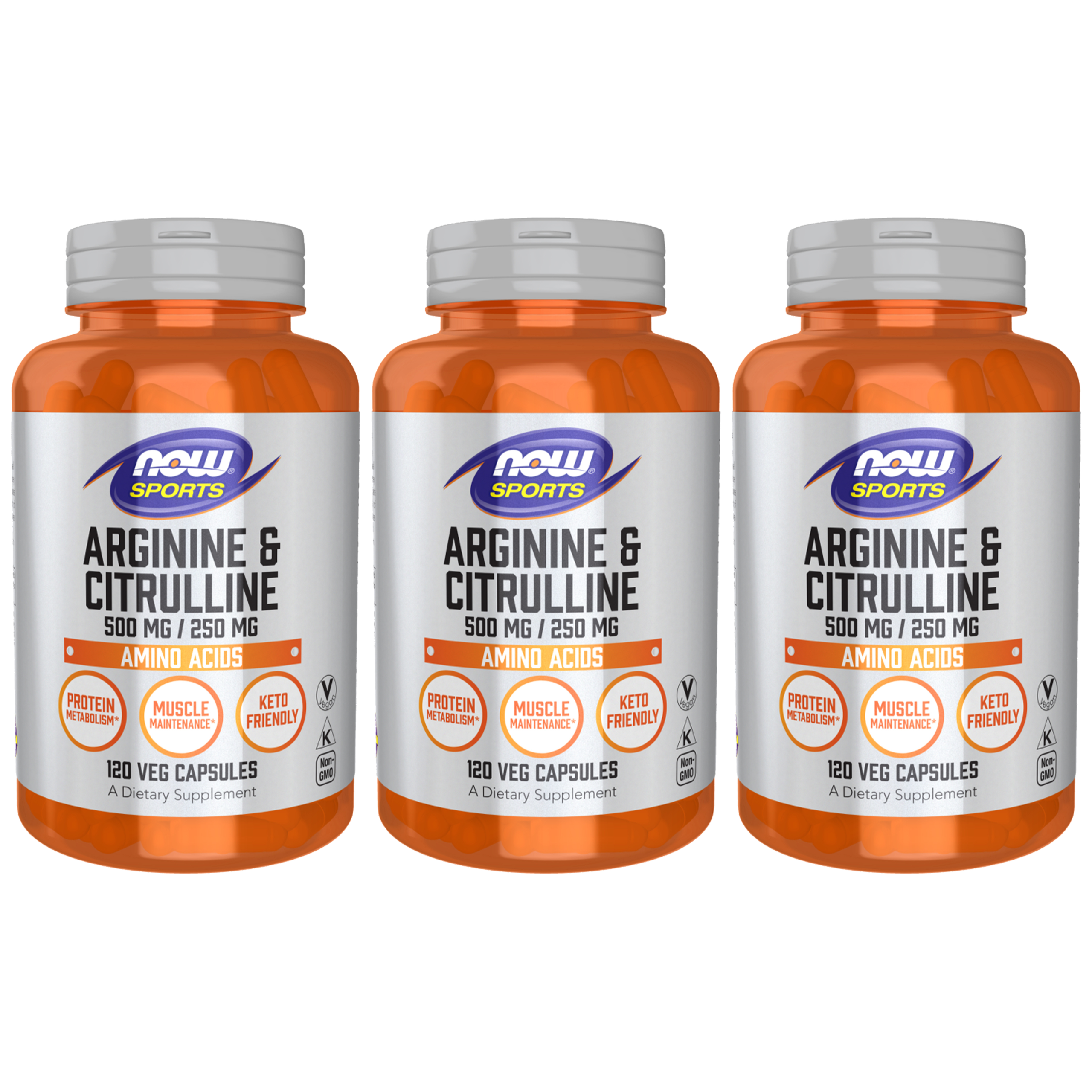 NOW Arginine 500mg & Citrulline 250mg - 3x 120vcaps