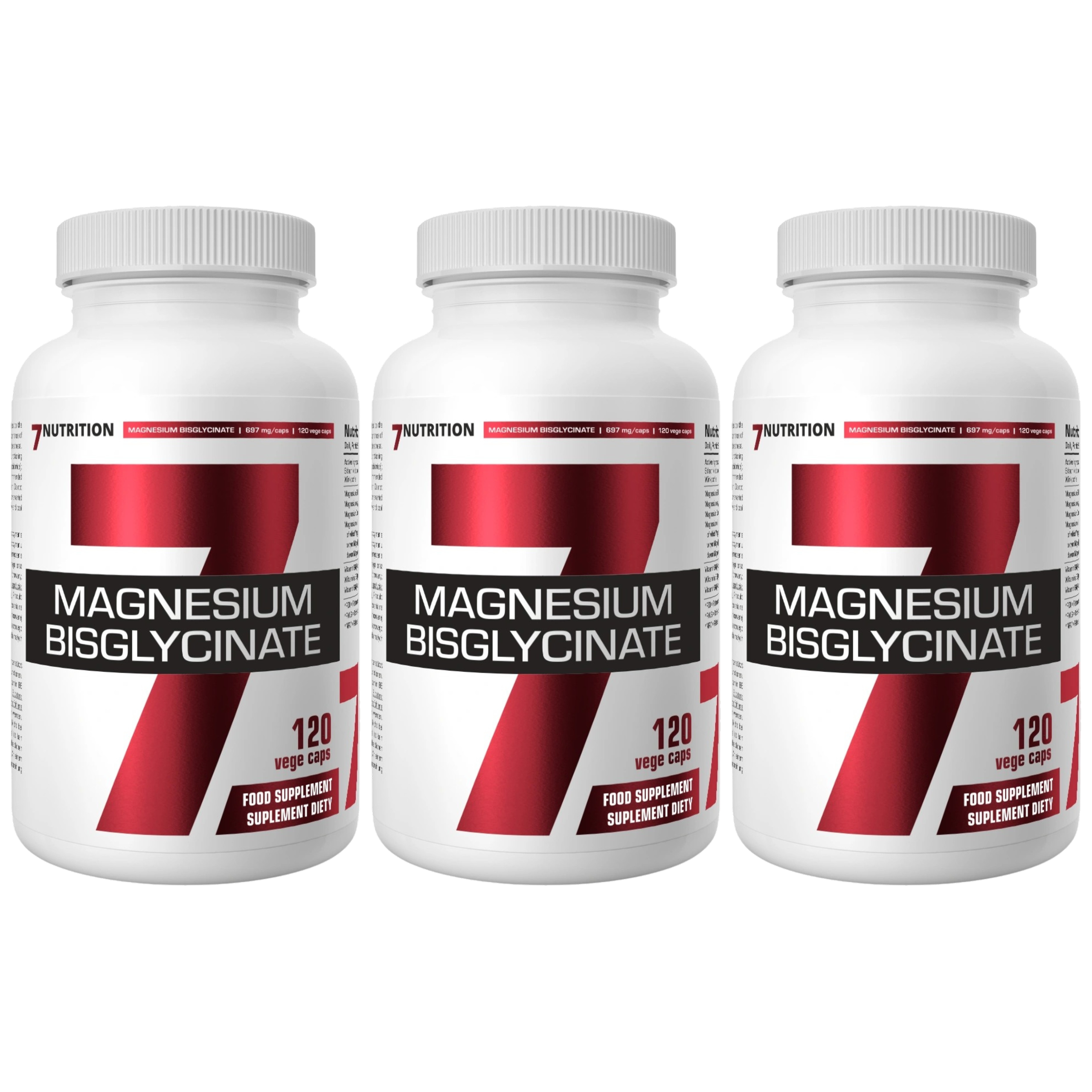 7 NUTRITION - Magnesium Bisglycinate - 3x 120vcaps.