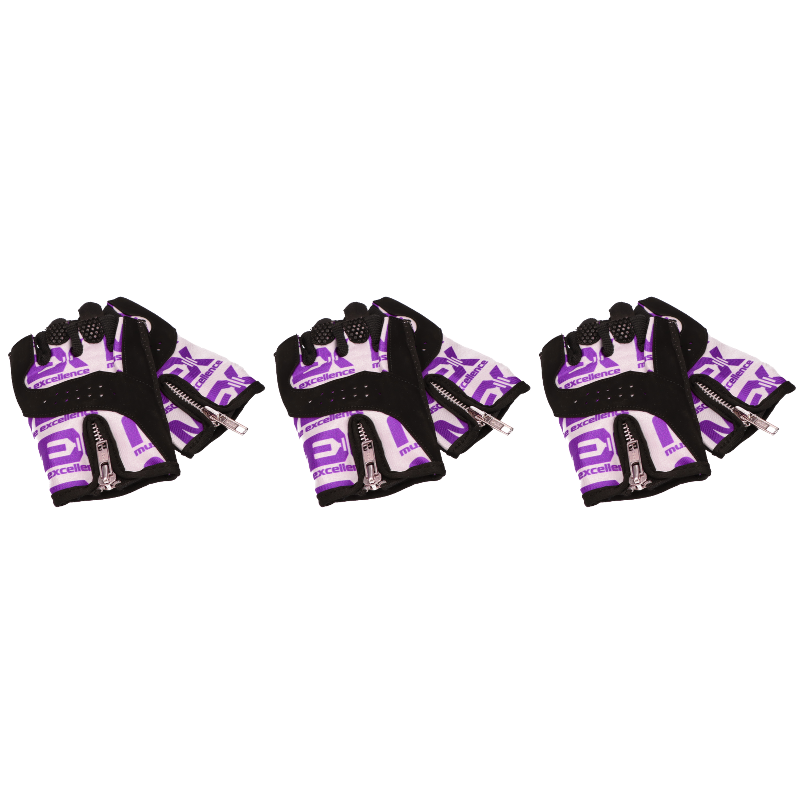 MEX NUTRITION - 3x Smart Zip Purple Gloves