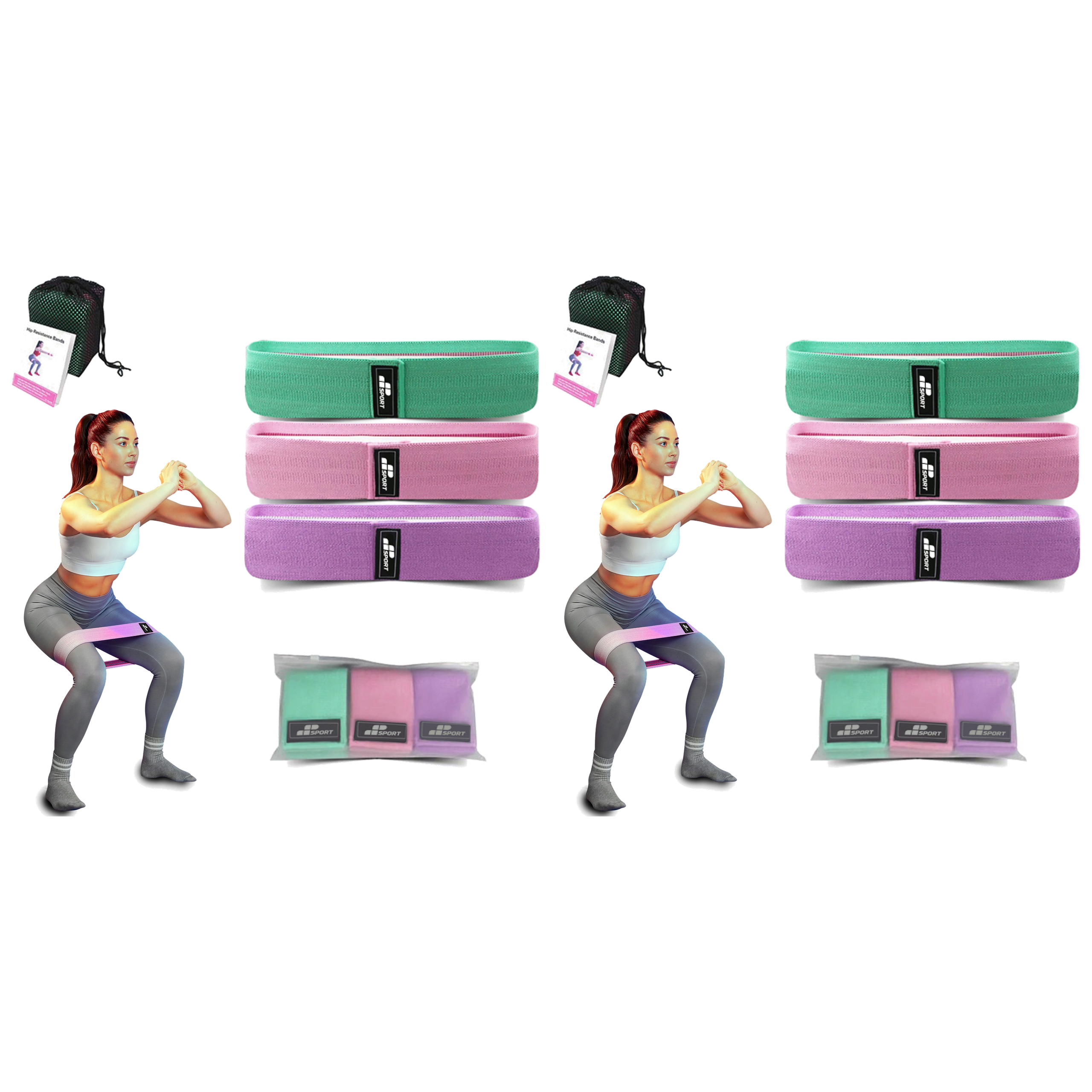 MP SPORT Zestaw trzech gum oporowych do ćwiczeń - Hips bands - 2x (LVL1-LVL3)