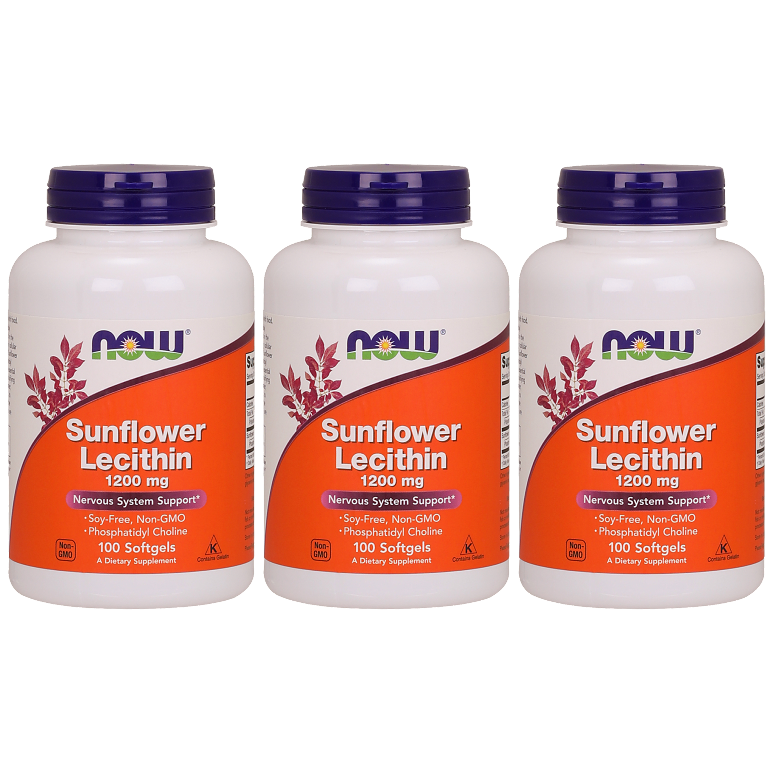 NOW Sunflower Lecithin 1200mg - 3x 100softgels