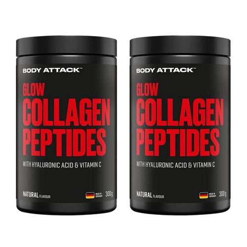 BODY ATTACK Glow Collagen Peptides – 2x 300 g – Natural