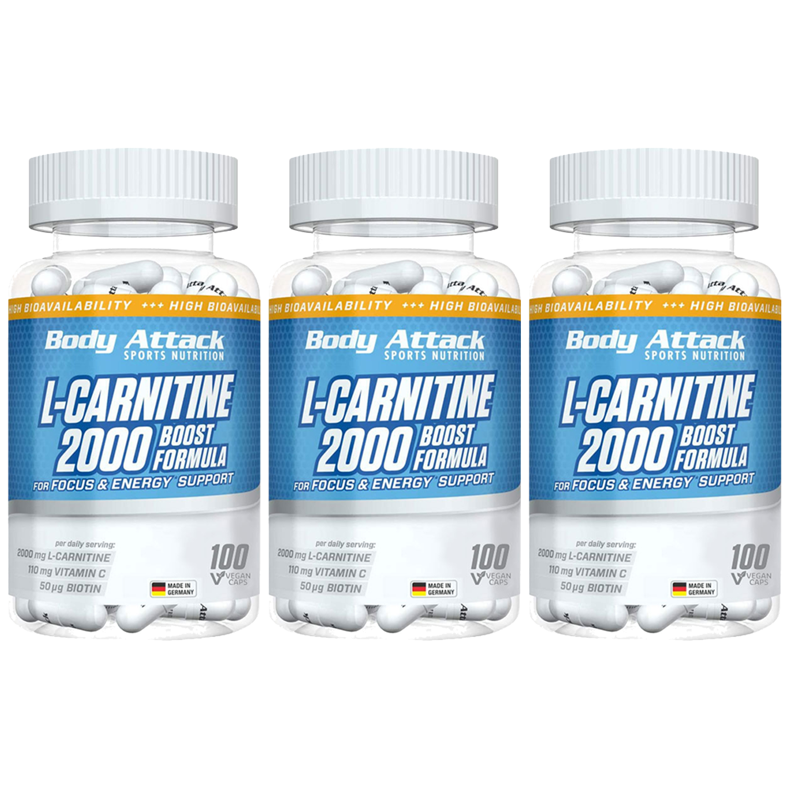 BODY ATTACK L-Carnitine 2000 Boost Formula - 3x 100vcaps - L-Karnityna
