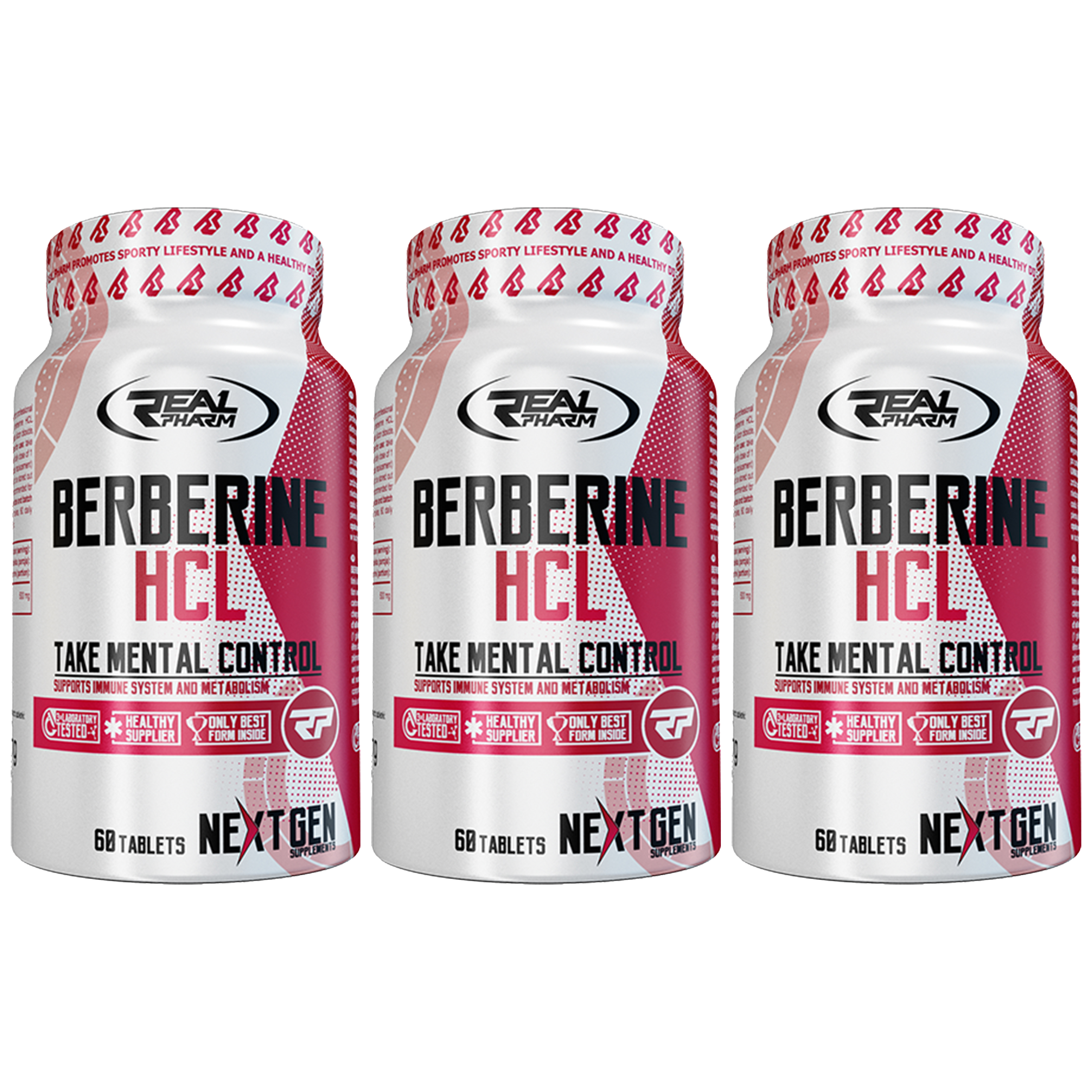 REAL PHARM - Berberine HCL - 3x 60tabs.