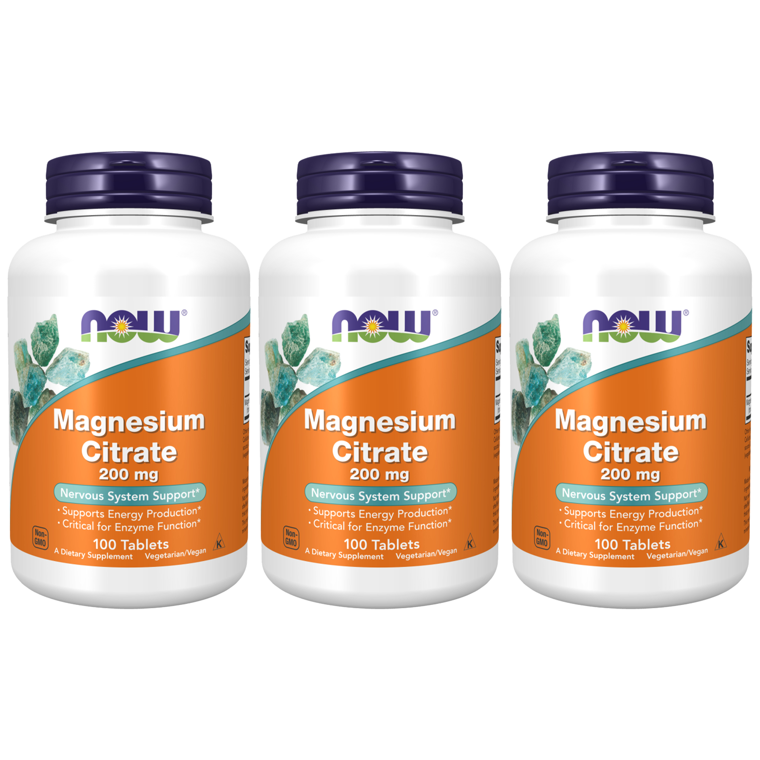 NOW Magnesium Citrate 200mg - 3x 100tabs