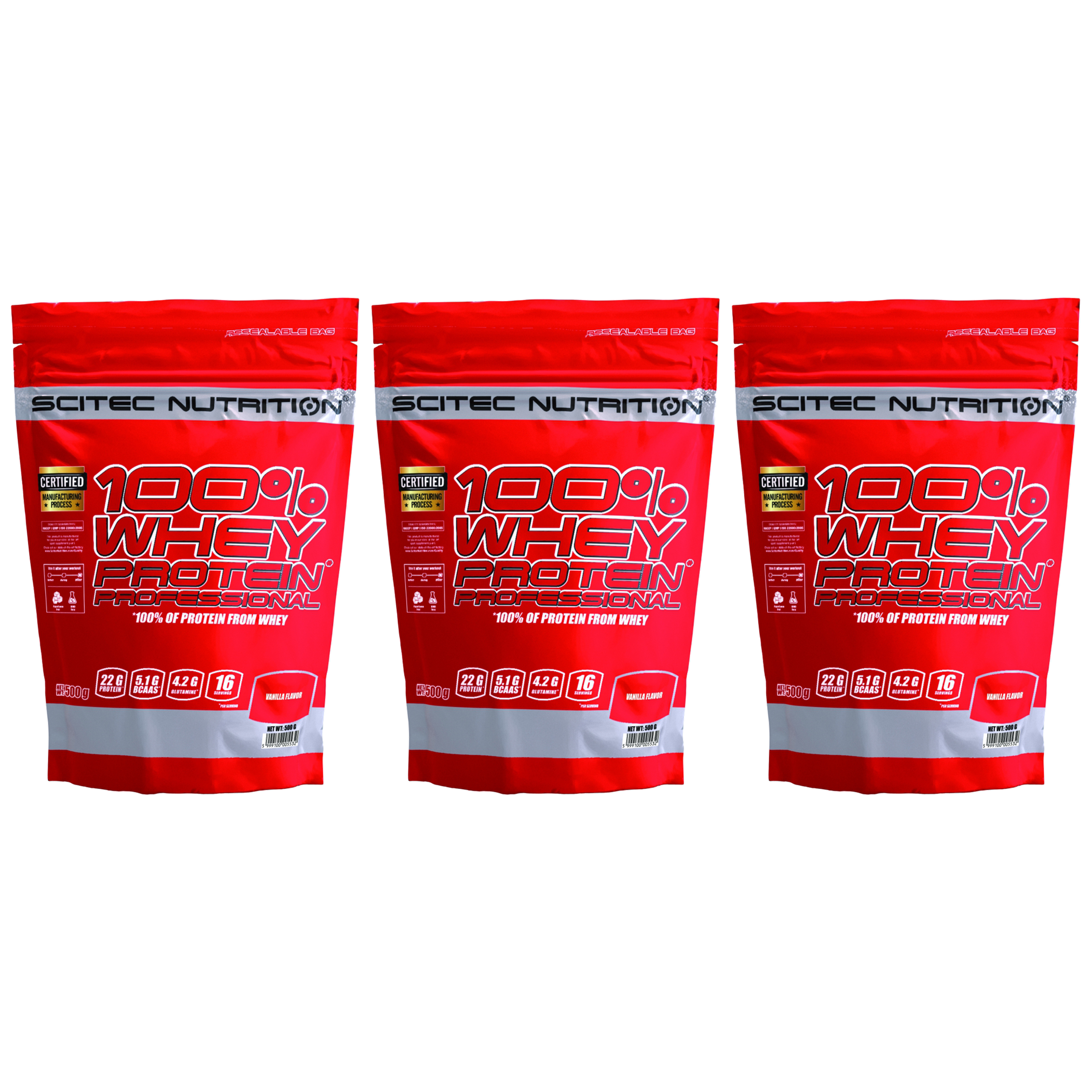 SCITEC 100% Whey Protein Professional - 3x 500g