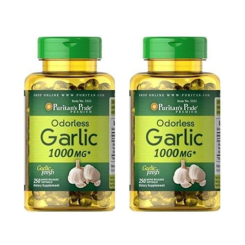 Puritan's Pride Odorless Garlic 1000mg - 2x 100softgels