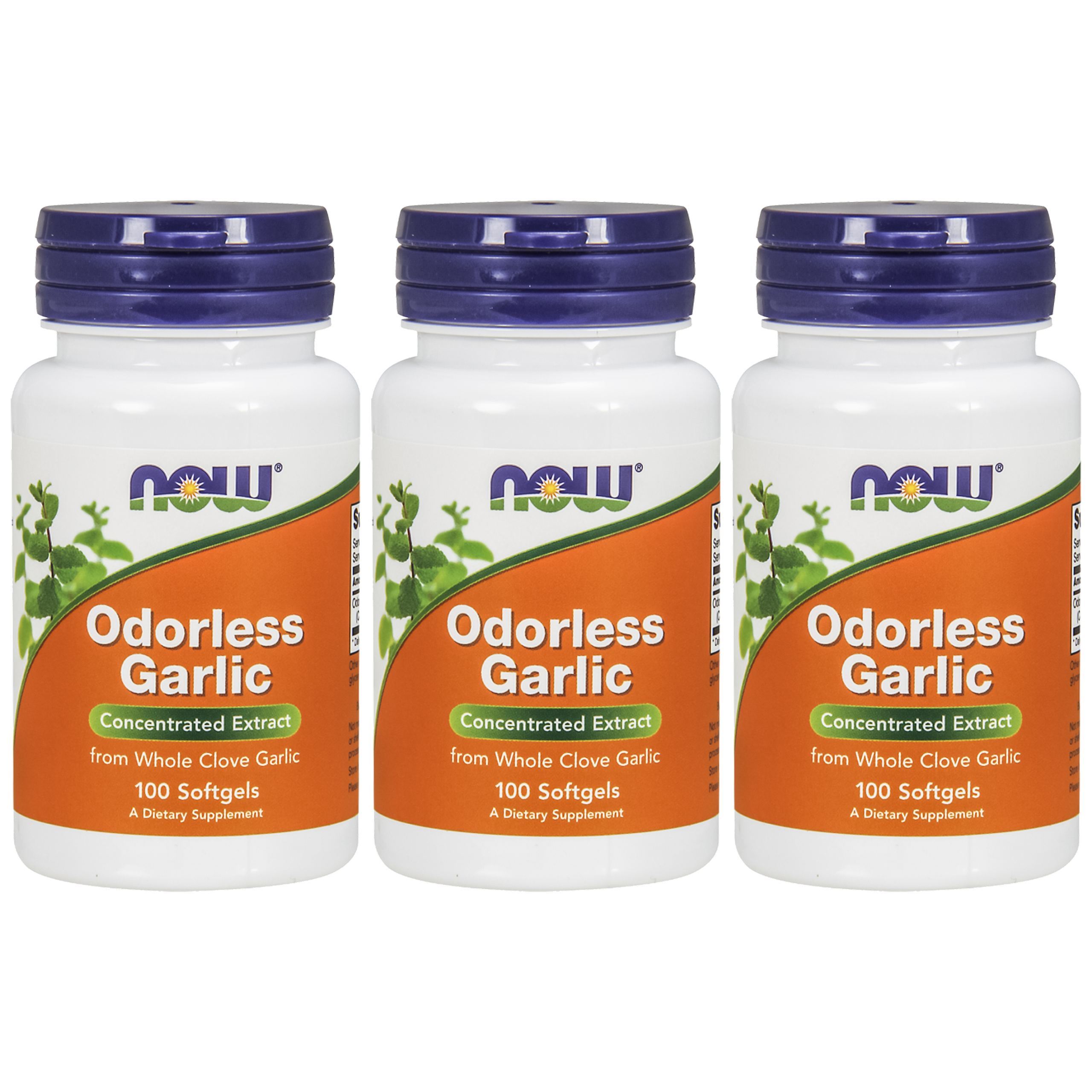NOW Odorless Garlic - 3x 100soft gels