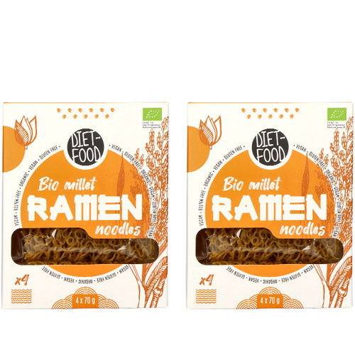 DIET FOOD Bio Millet Makaron Ramen Noodles - 4x2x 70g
