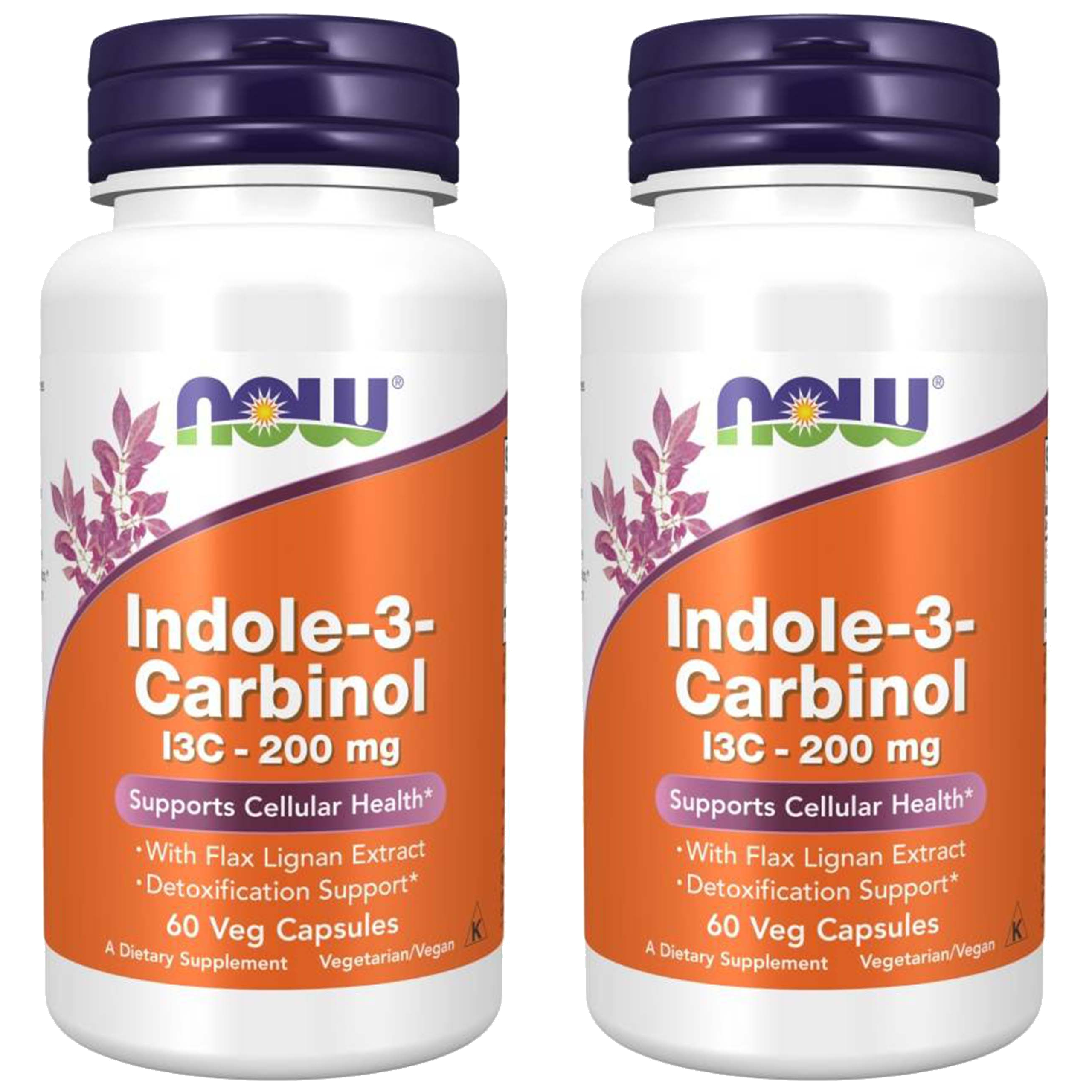 NOW Indole-3-Carbinol (I3C) 200mg - 2x 60vcaps.