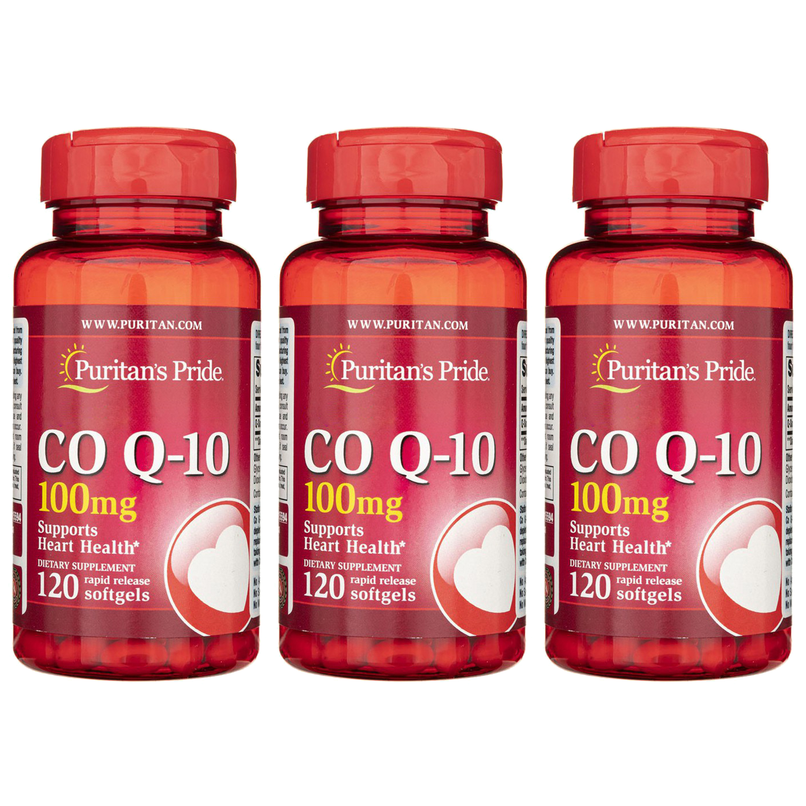 Puritan's Pride Coenzyme Q-10 100mg - 120softgels - 3x Koenzym Q10