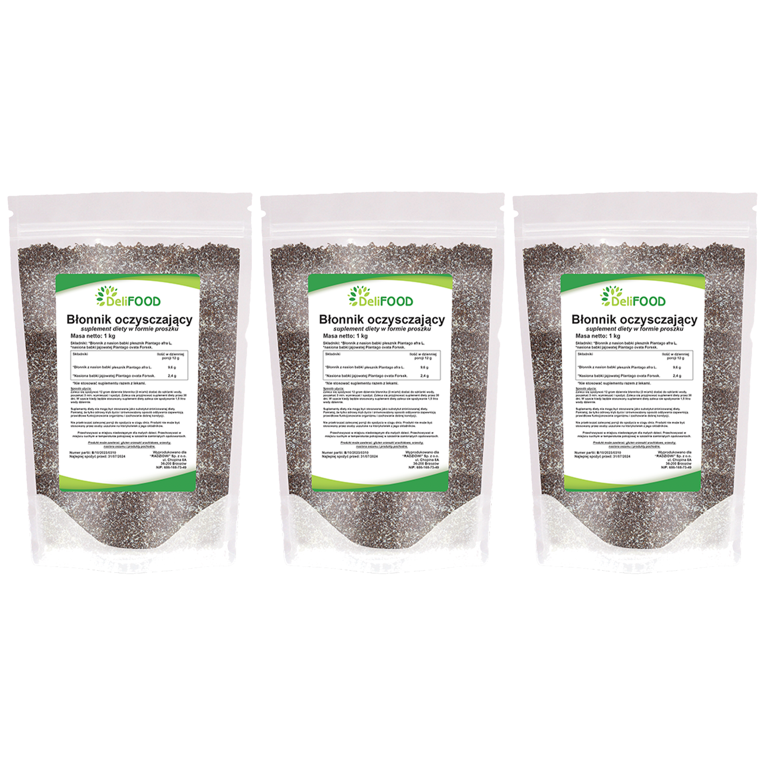 DELIFOOD Błonnik Oczyszczający - 3x 1000g