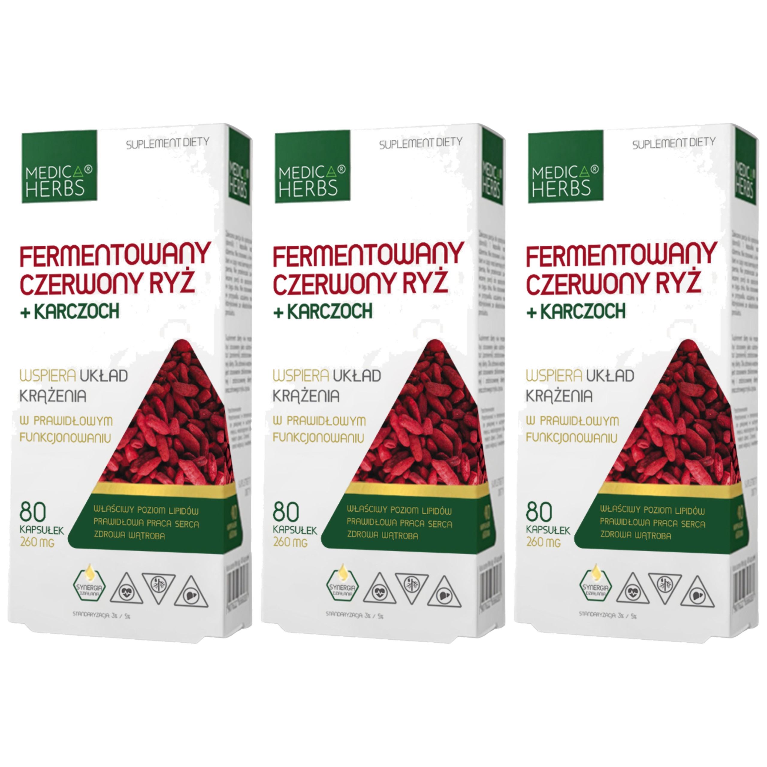 MEDICA HERBS - Fermentowany Czerwony Ryż + Karczoch - 3x 80caps.