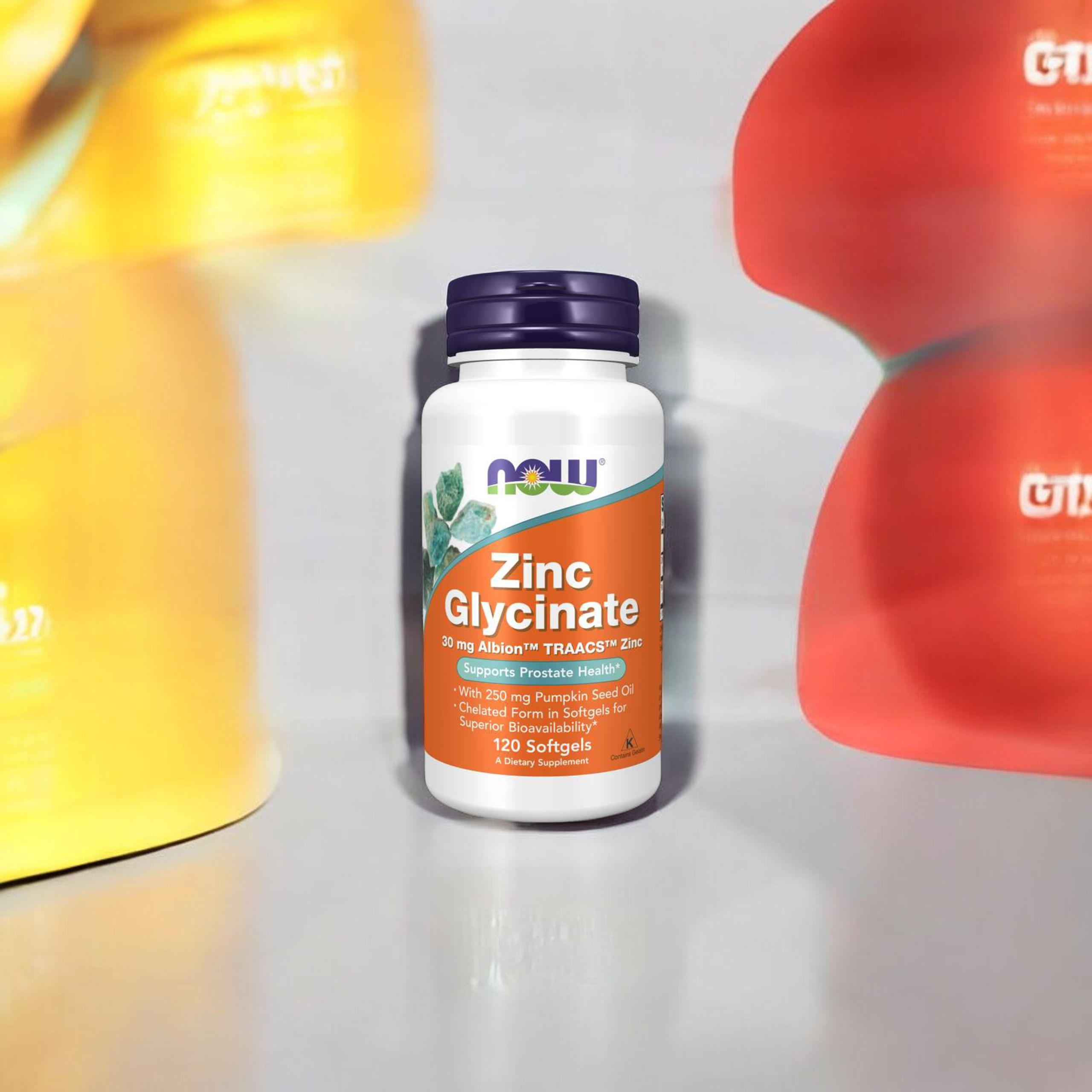 NOW Zinc Glycinate 30mg - 120softgels - Glicynian Cynku