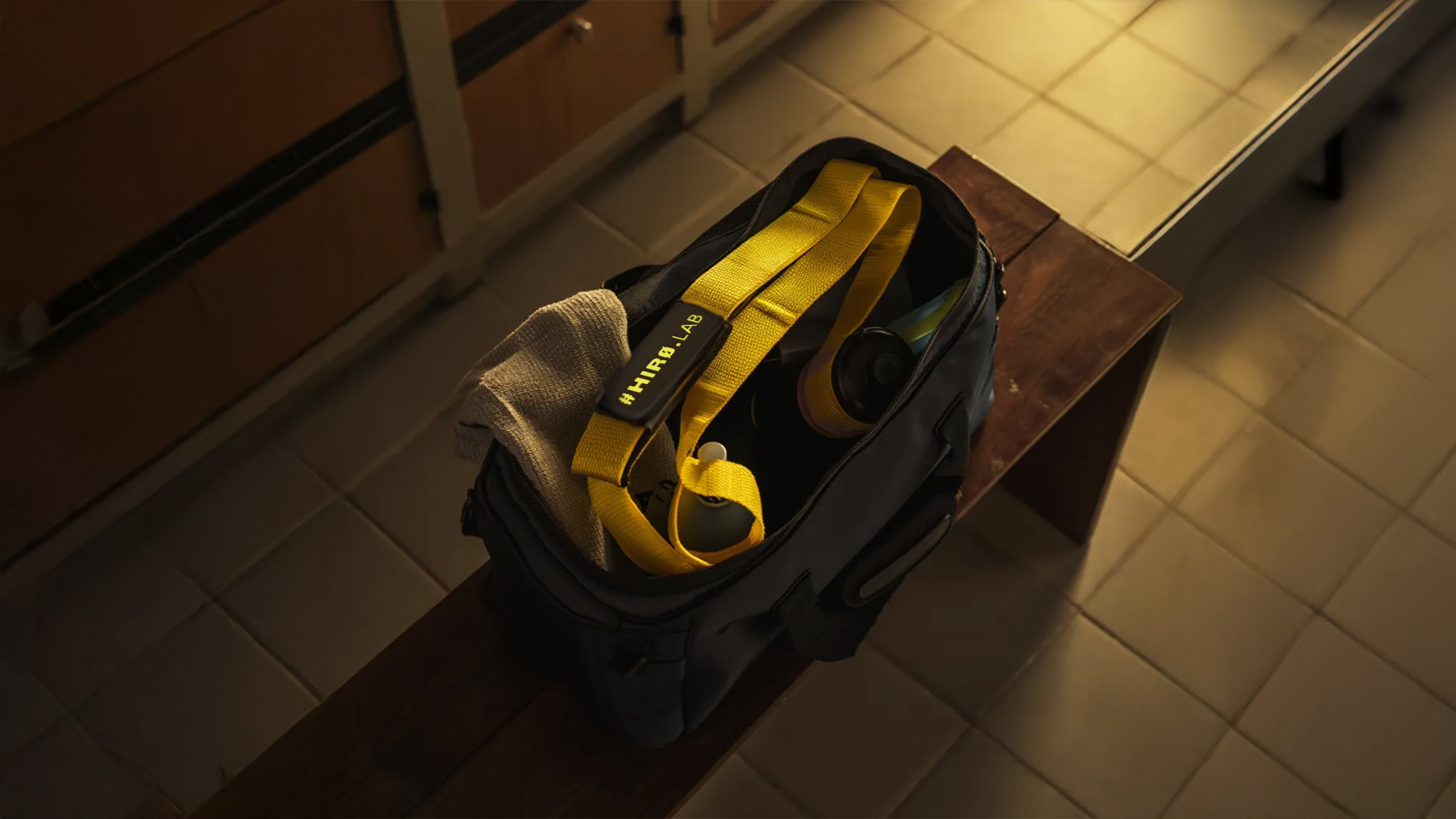 HIRO.LAB Cotton Strap - Rubber Logo New - Yellow - Paski do podnoszenia ciężarów