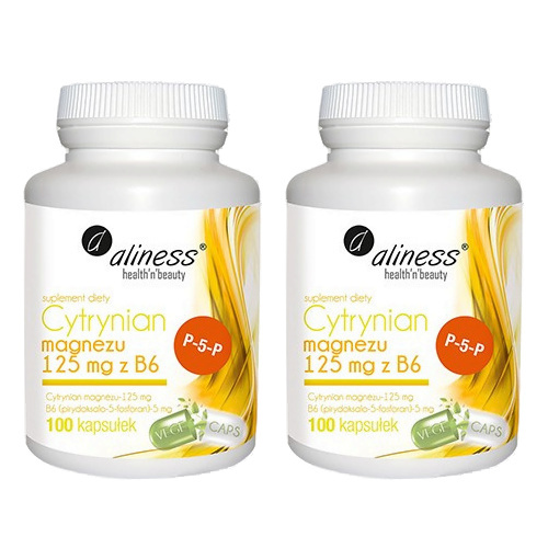 ALINESS Cytrynian Magnezu 125mg z B6 - 2x 100caps