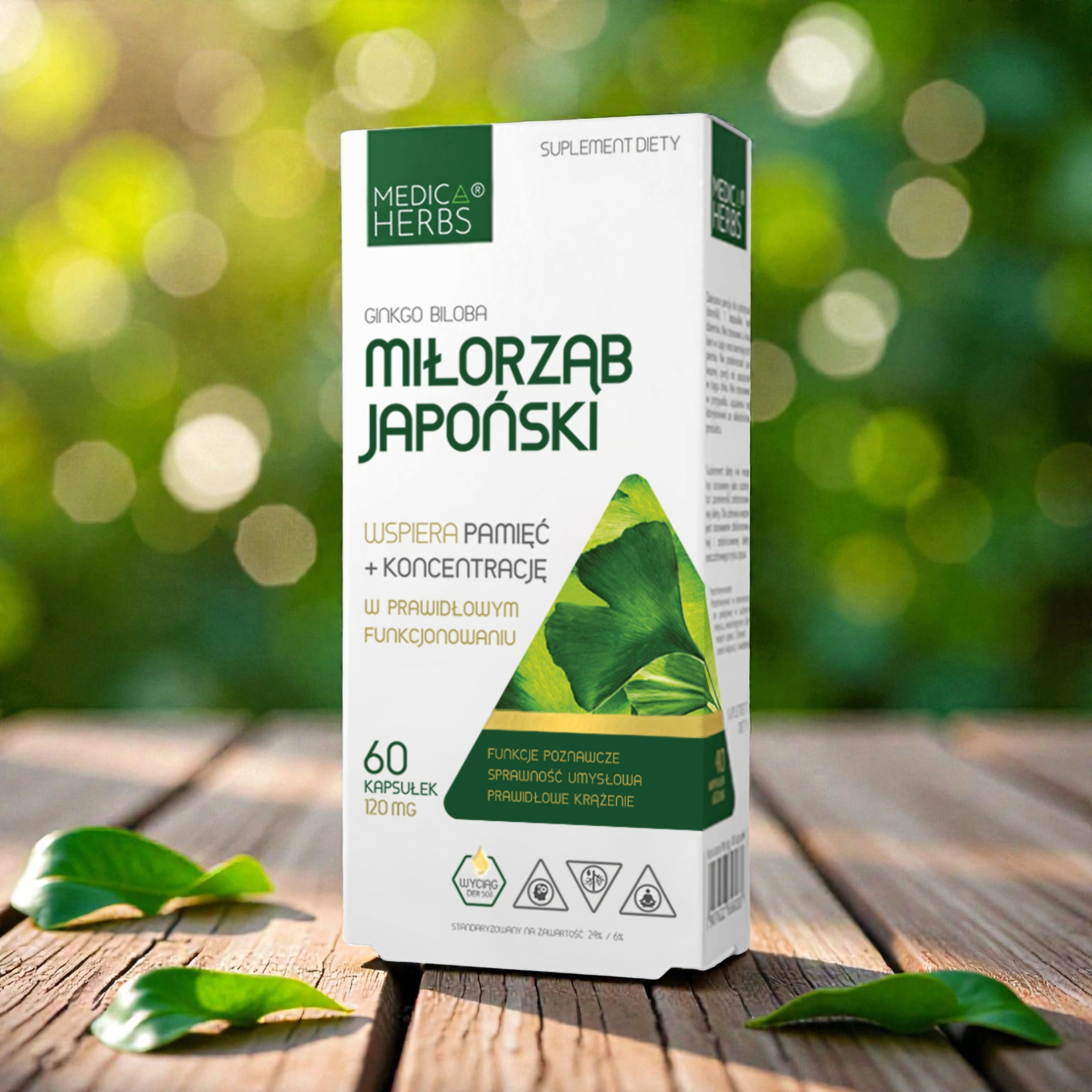MEDICA HERBS - Miłorząb Japoński 120mg (Ginkgo Biloba) - 3x 60caps.