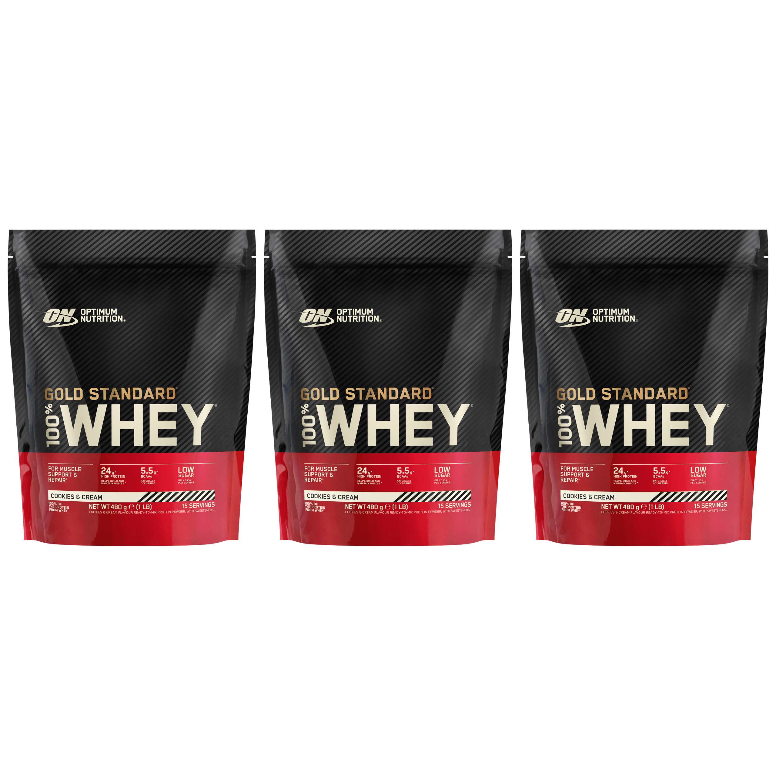OPTIMUM NUTRITION Whey Gold Standard Bag - 3x 480g