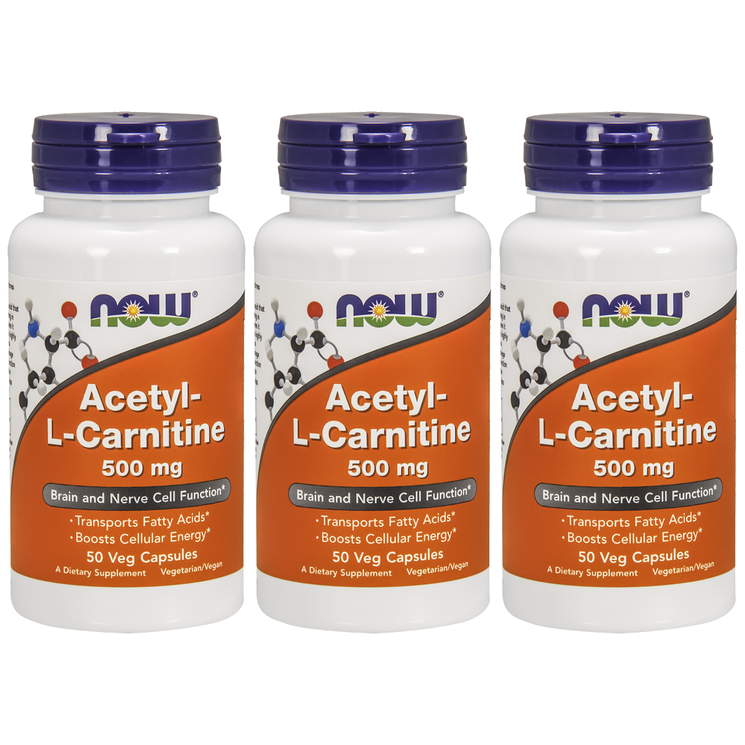 NOW Acetyl L-Carnitine 500mg - 3x 50vegcaps