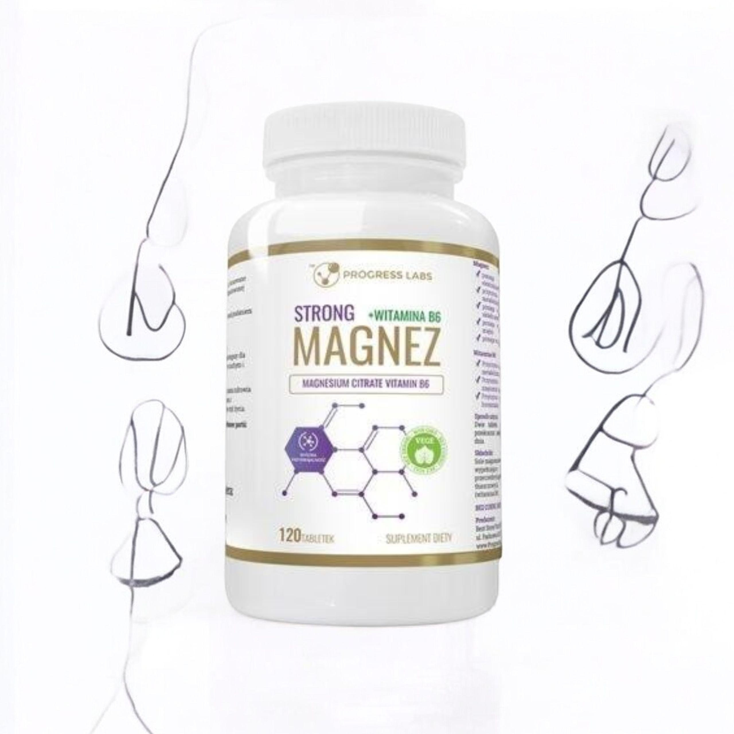 PROGRESS LABS - Magnez Strong + Witamina B6 350mg - 120tabs.
