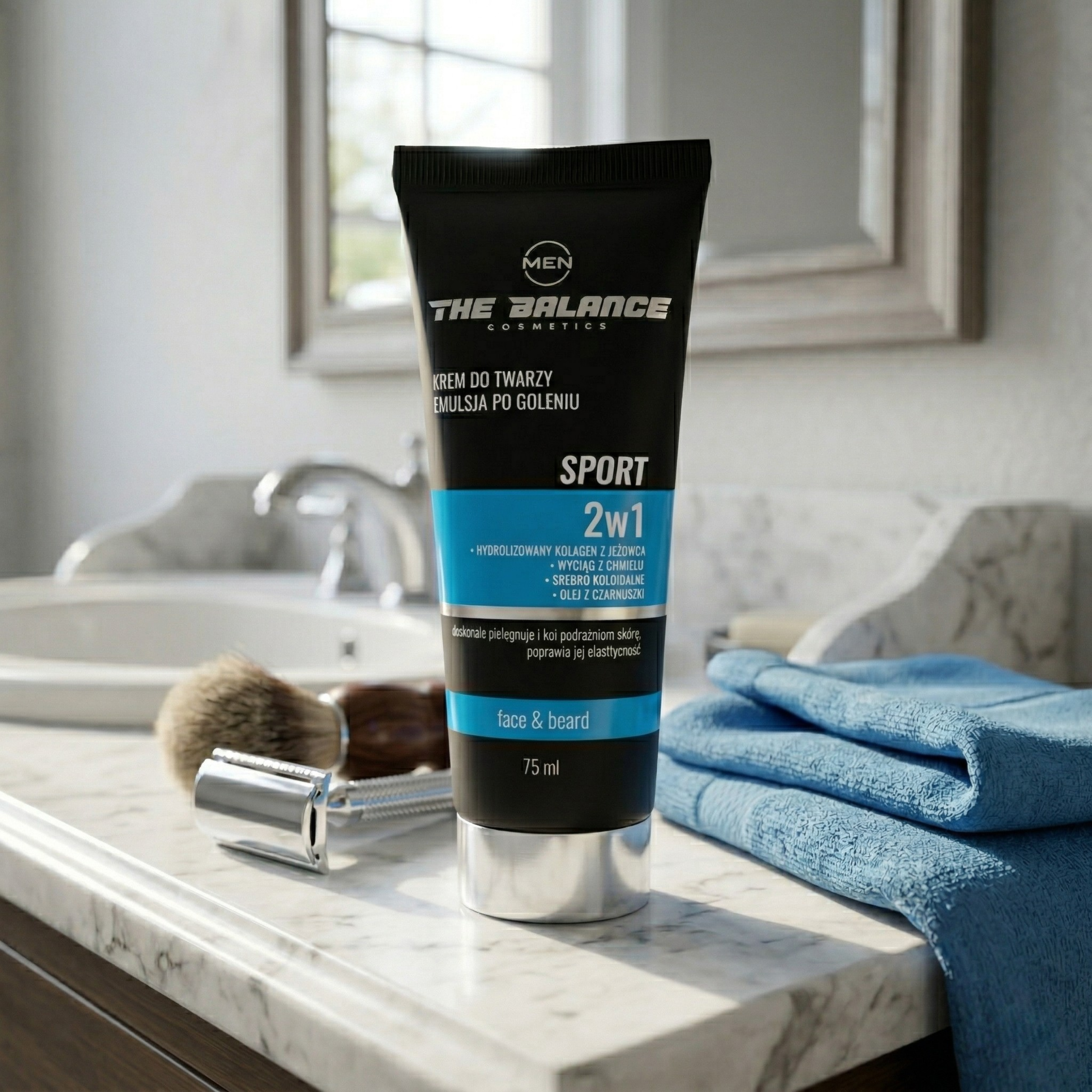 THE BALANCE COSMETICS MEN - krem do twarzy emulsja po goleniu SPORT 2w1