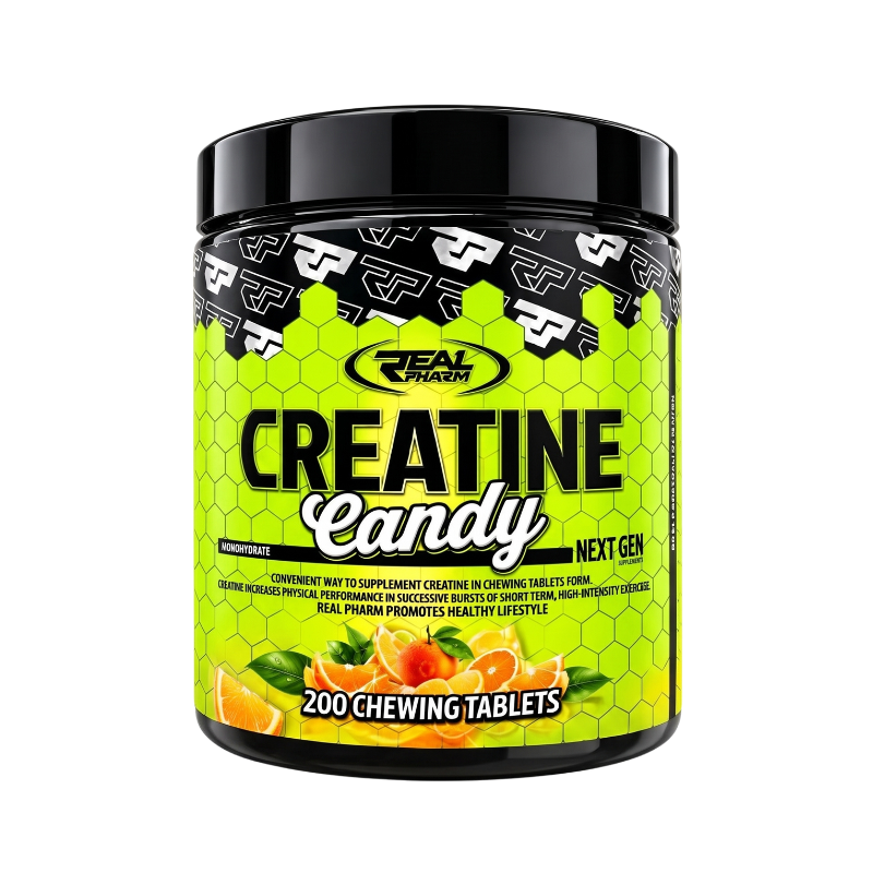 REAL PHARM - Creatine Candy - 200tabs do ssania - Orange