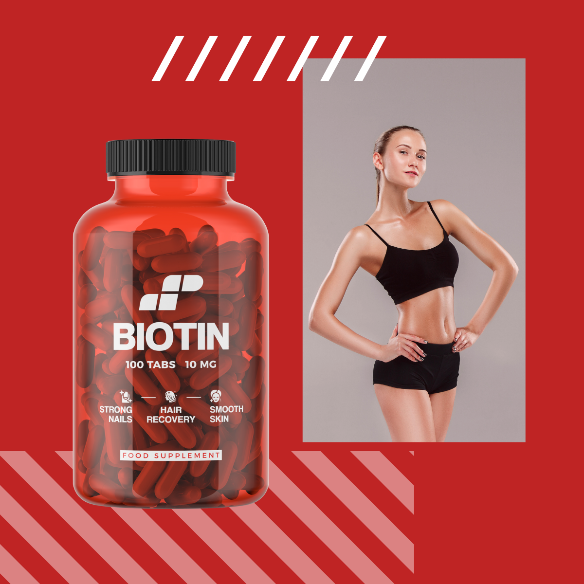 3x MP NUTRITION Biotin 10mg - 100tabs - Biotyna
