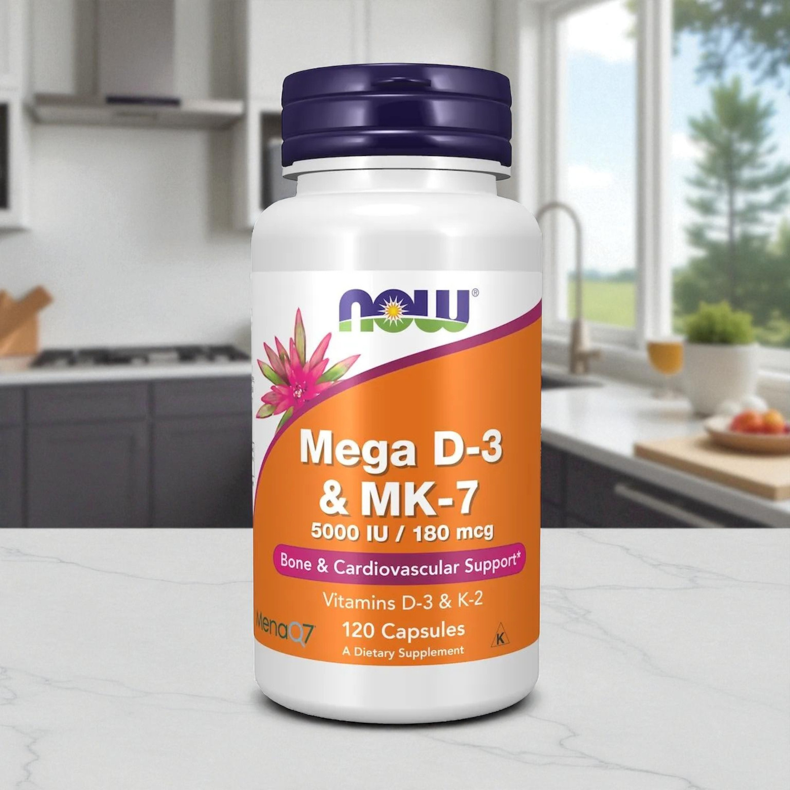 NOW - Mega D3 5000IU & K2 MK-7 180mcg - 120vcaps.