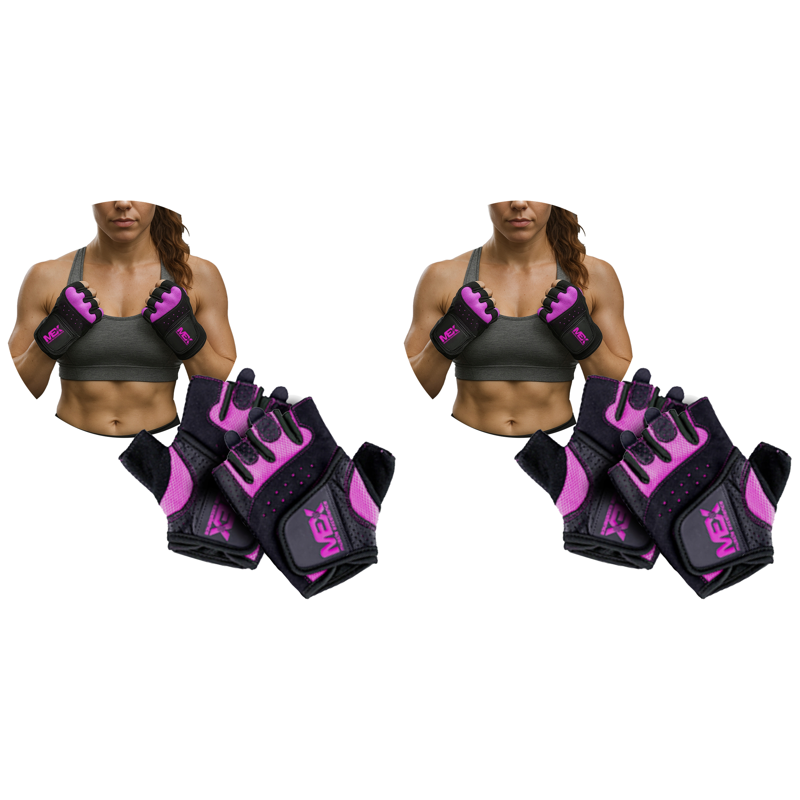 MEX W‑FIT Rękawice Damskie – Purple — zestaw 2x