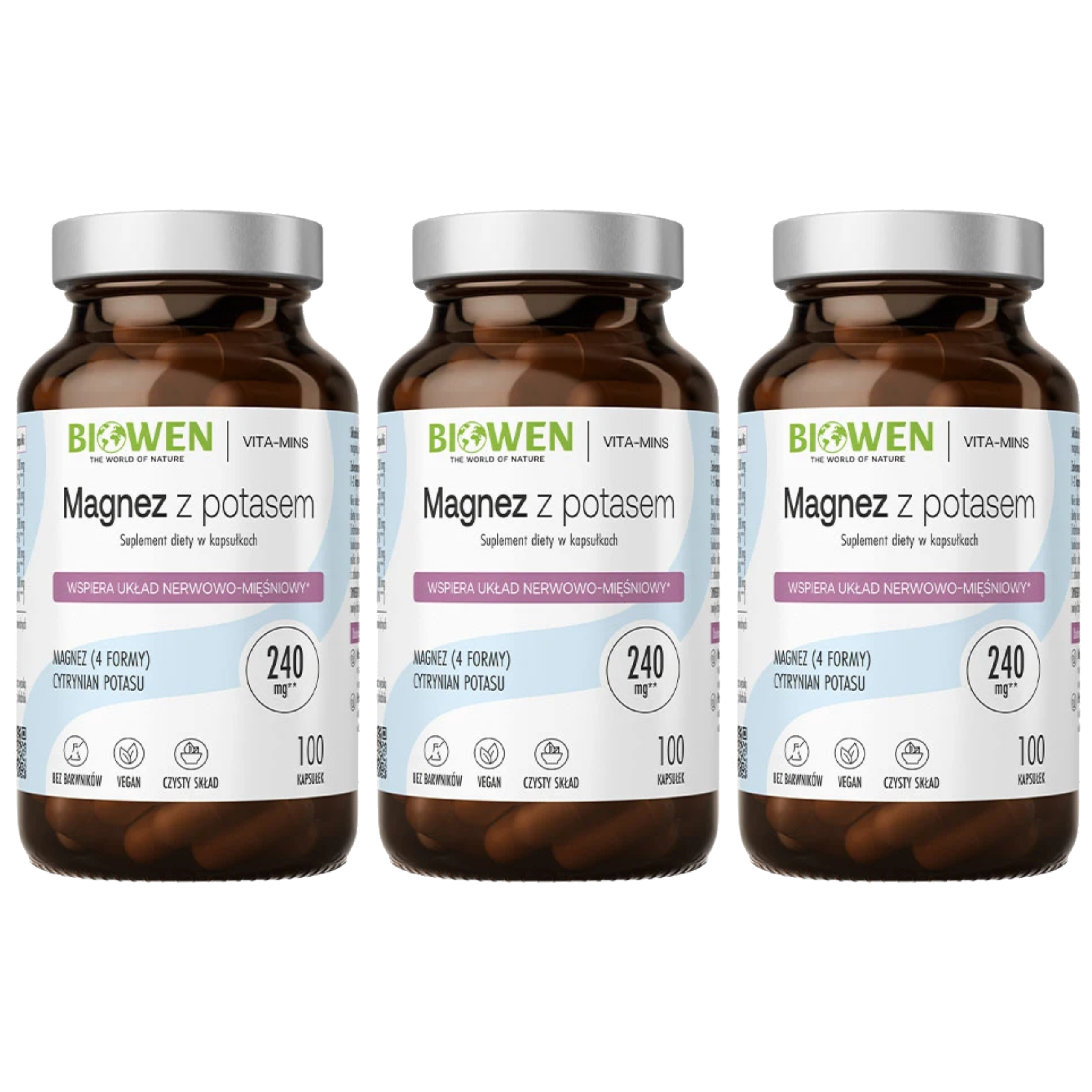 BIOWEN - Magnez z Potasem 1000mg - 3x 100caps.