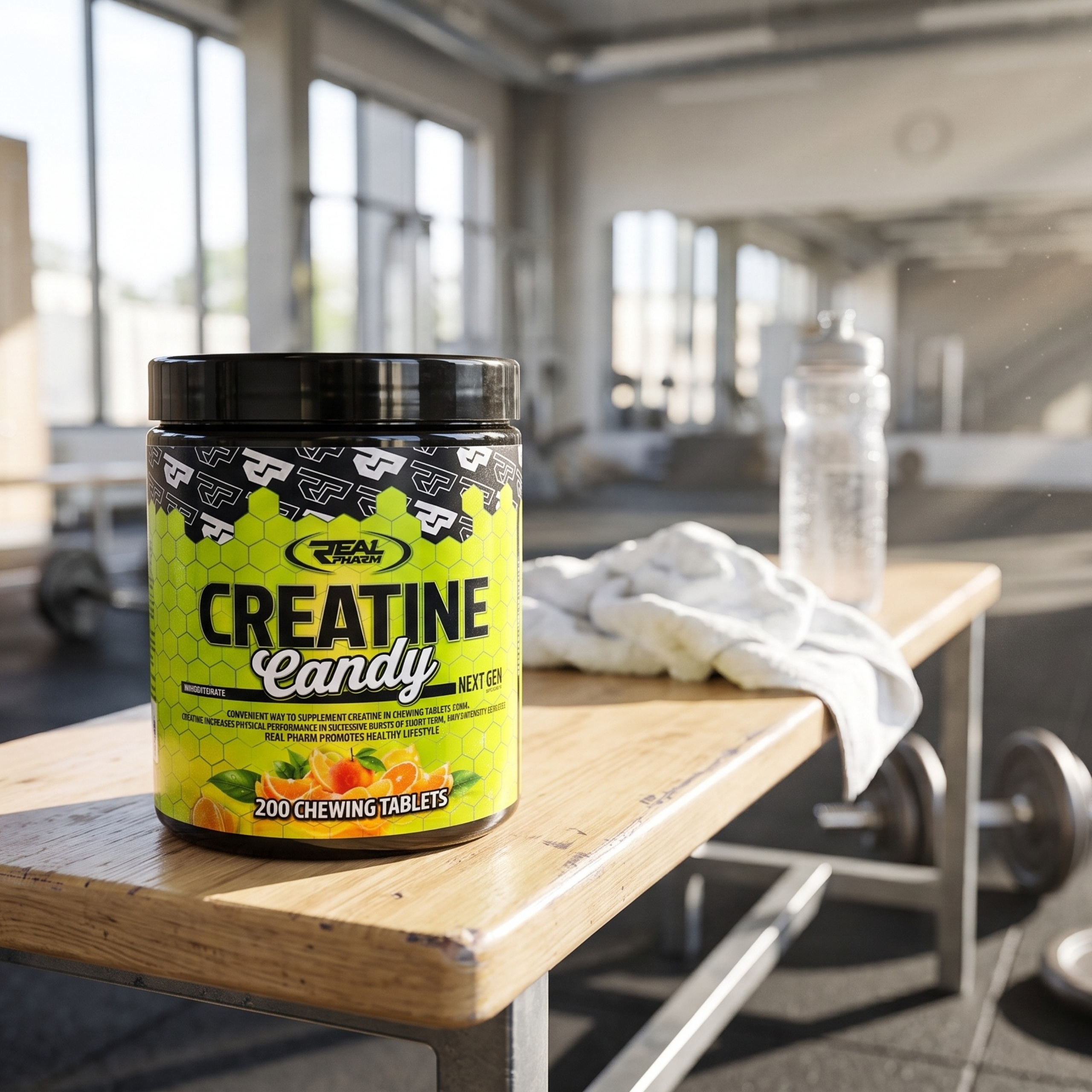 REAL PHARM - Creatine Candy - 200tabs do ssania - Orange