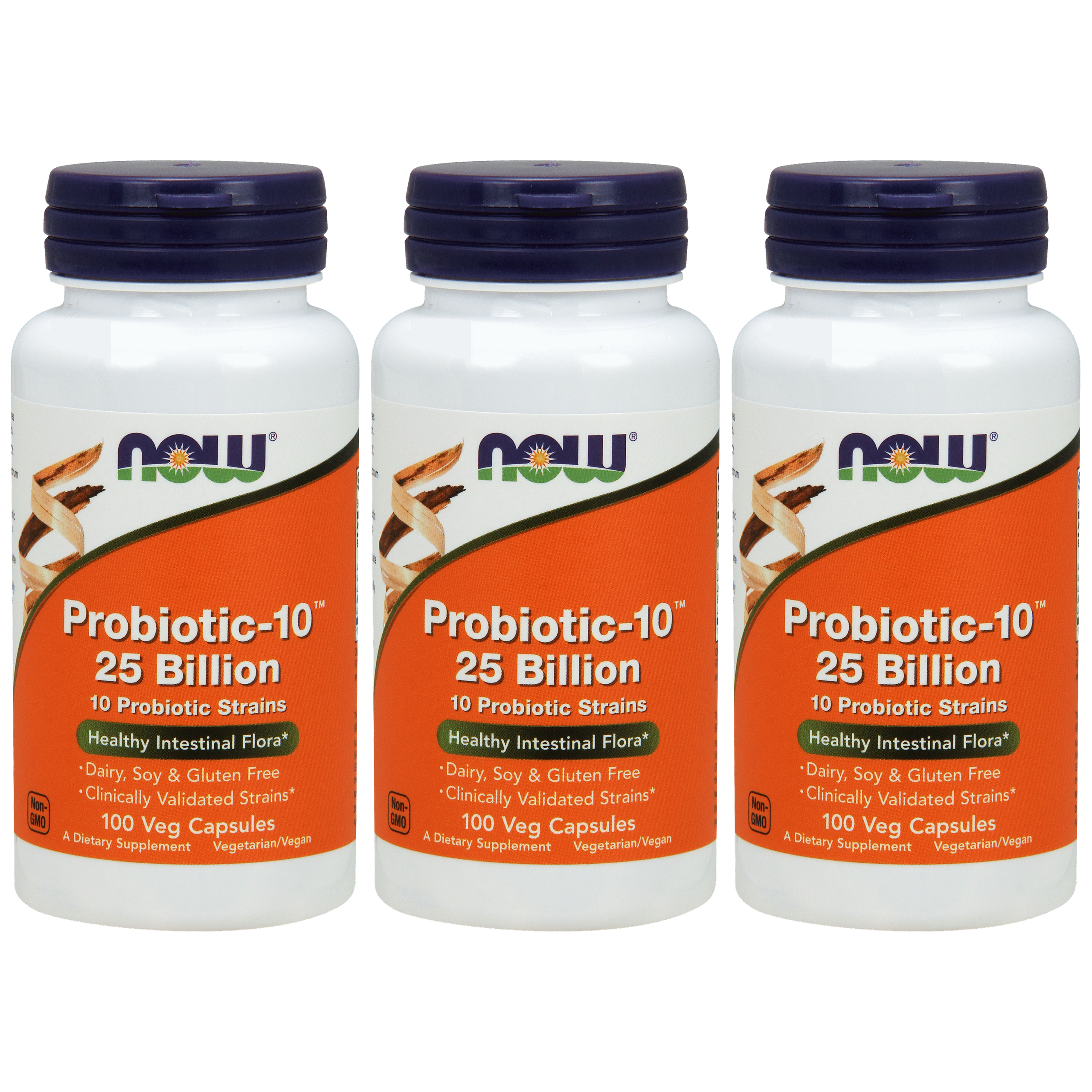 NOW Probiotic-10 25 Billion - 3x 100vegcaps