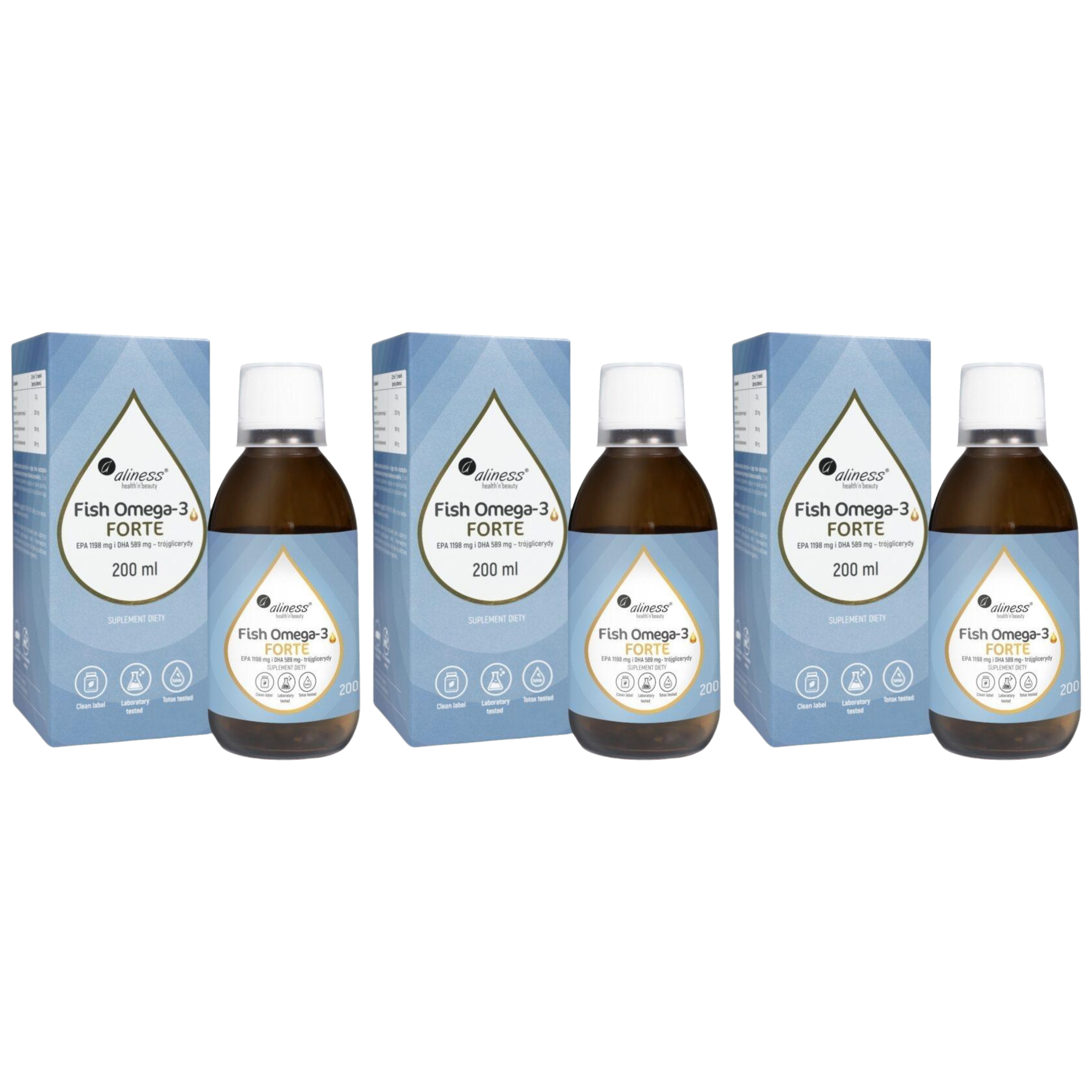 ALINESS - Fish Omega 3 Forte EPA 500mg DHA 250mg - 3x 200ml