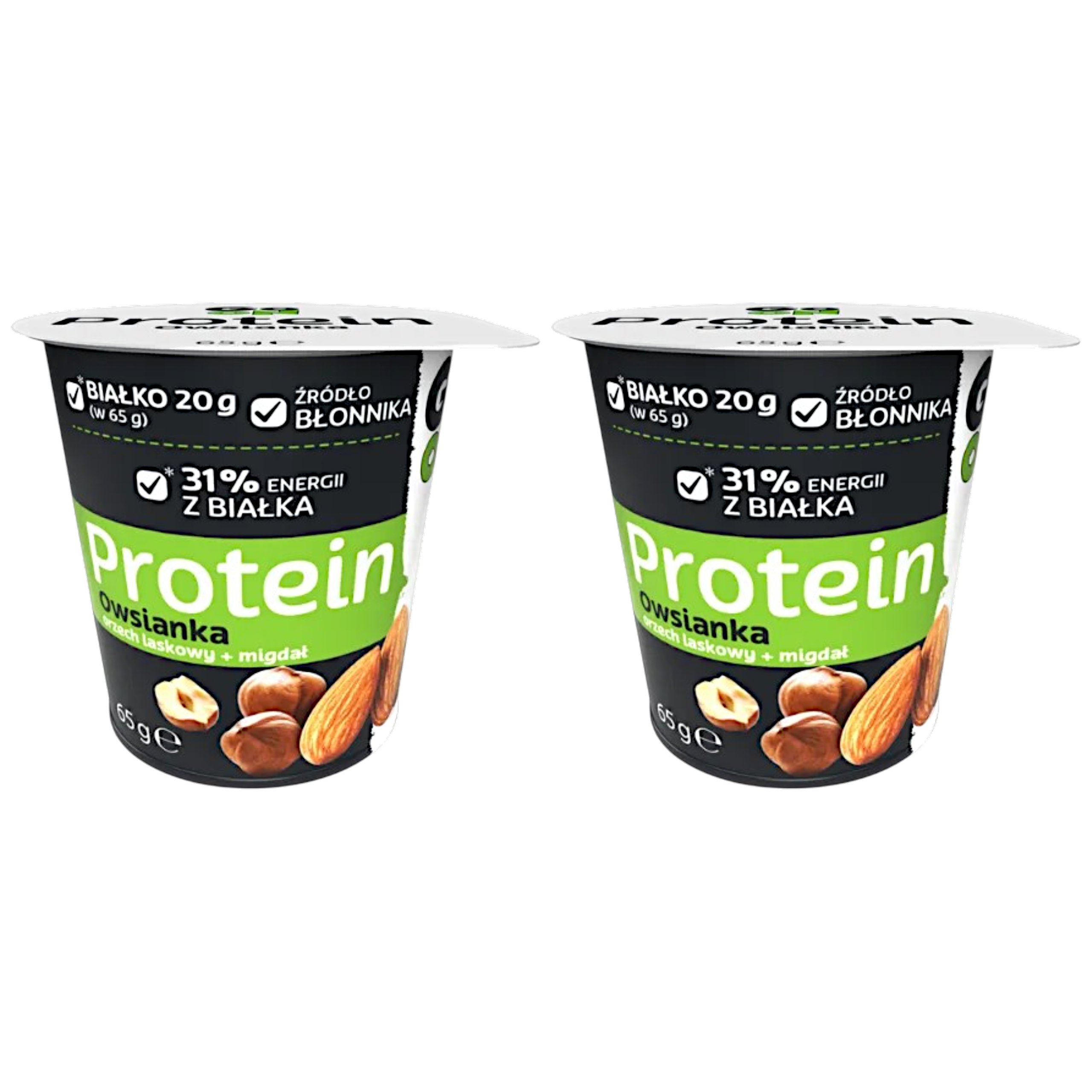 SANTE - Owsianka Protein z Orzechami w Kubku - 2x 65g - Hazelnut + Almond