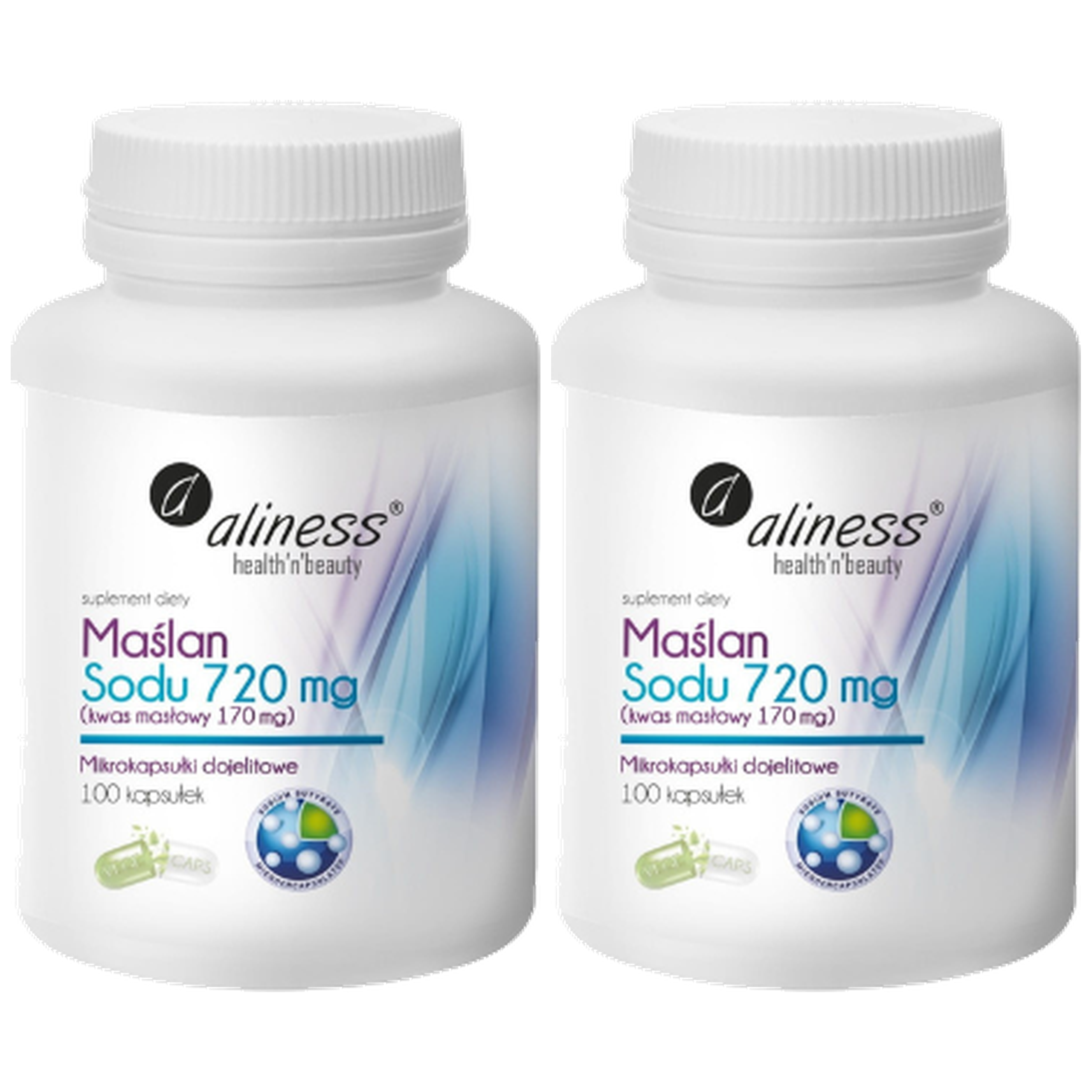 Maślan Sodu 720mg Kwas Masłowy 170mg. - 2x 100caps.