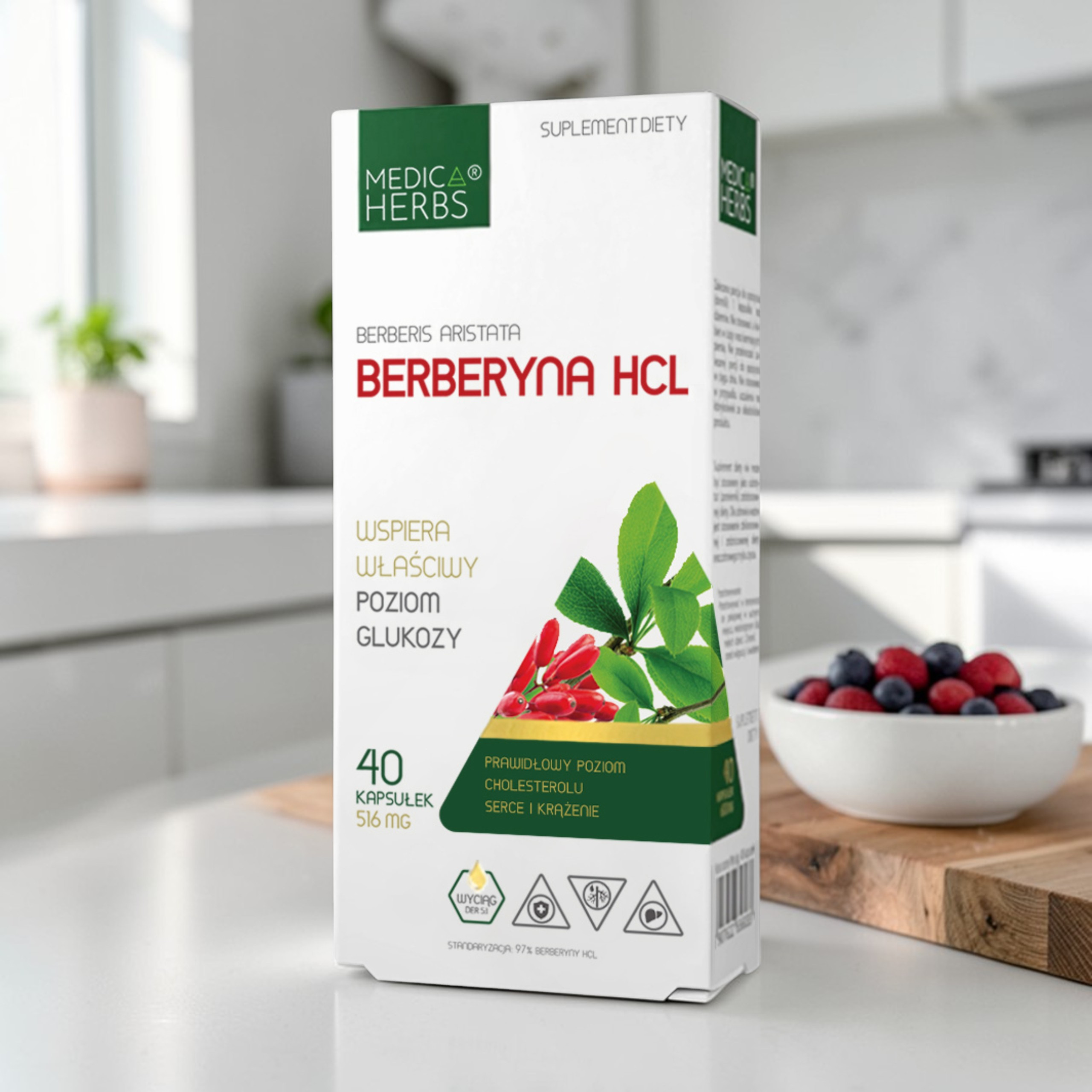 MEDICA HERBS - Berberyna HCL 500mg - 40caps.