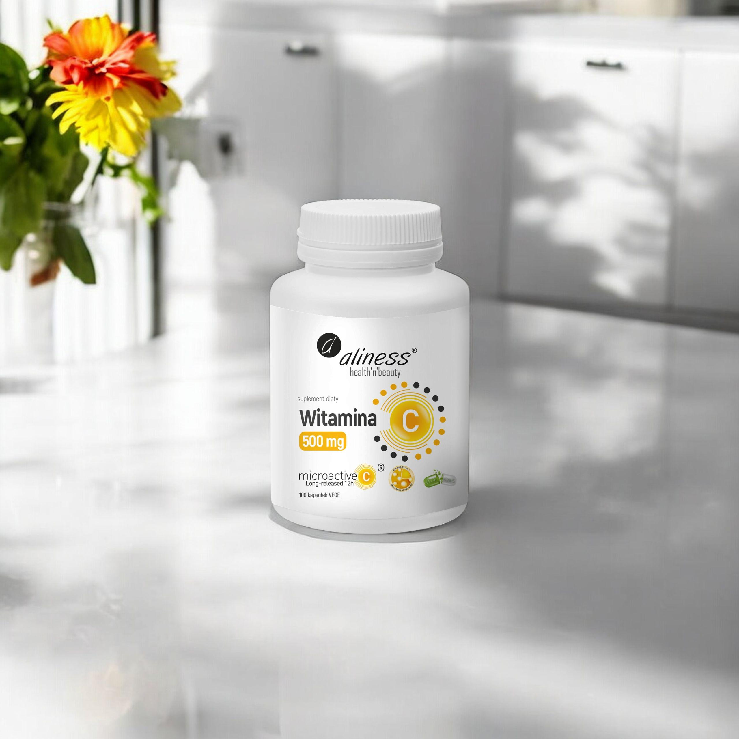 ALINESS - Witamina C 500mg Microactive 12h - 100vcaps. x2