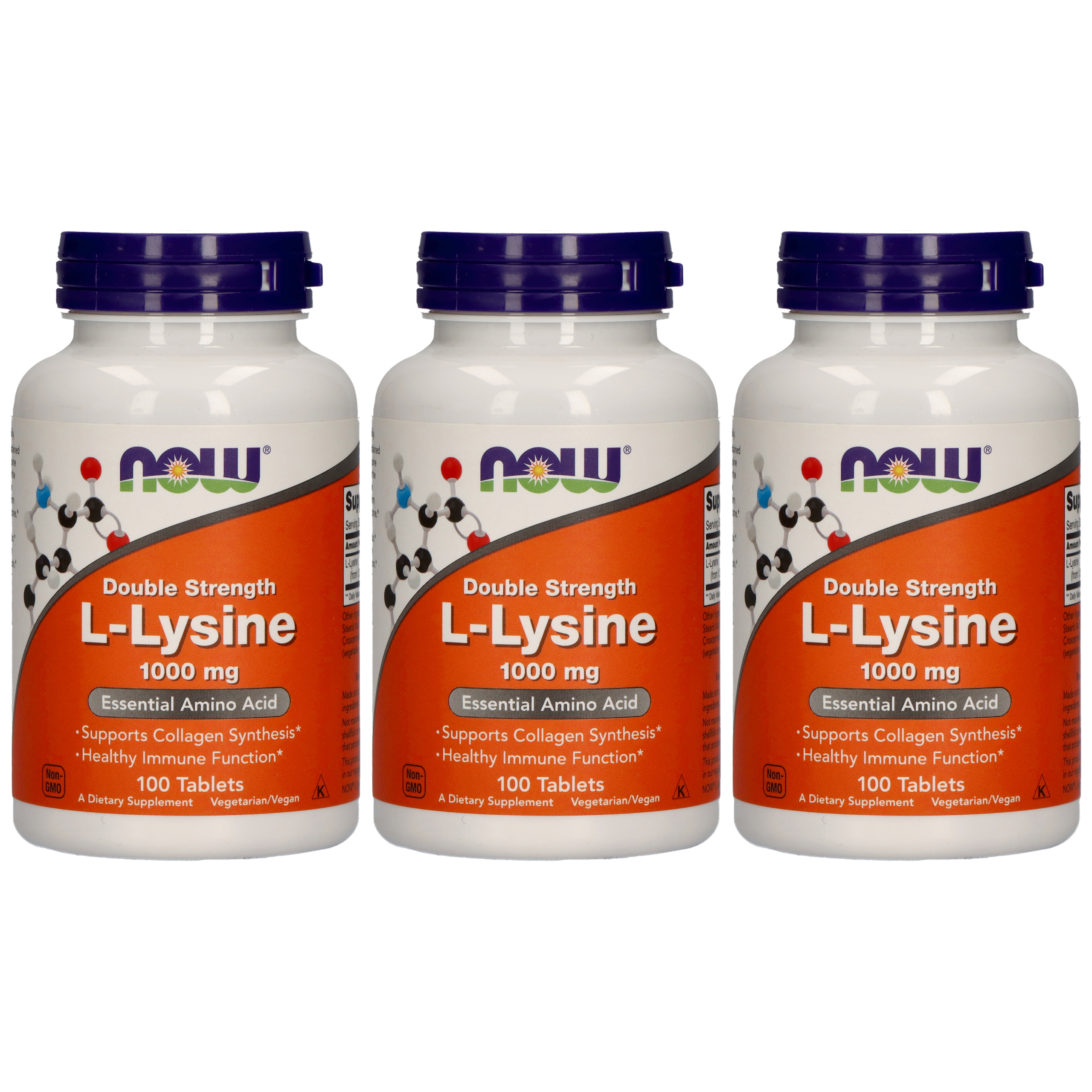 NOW L-Lysine 1000mg - 3x 100tabs