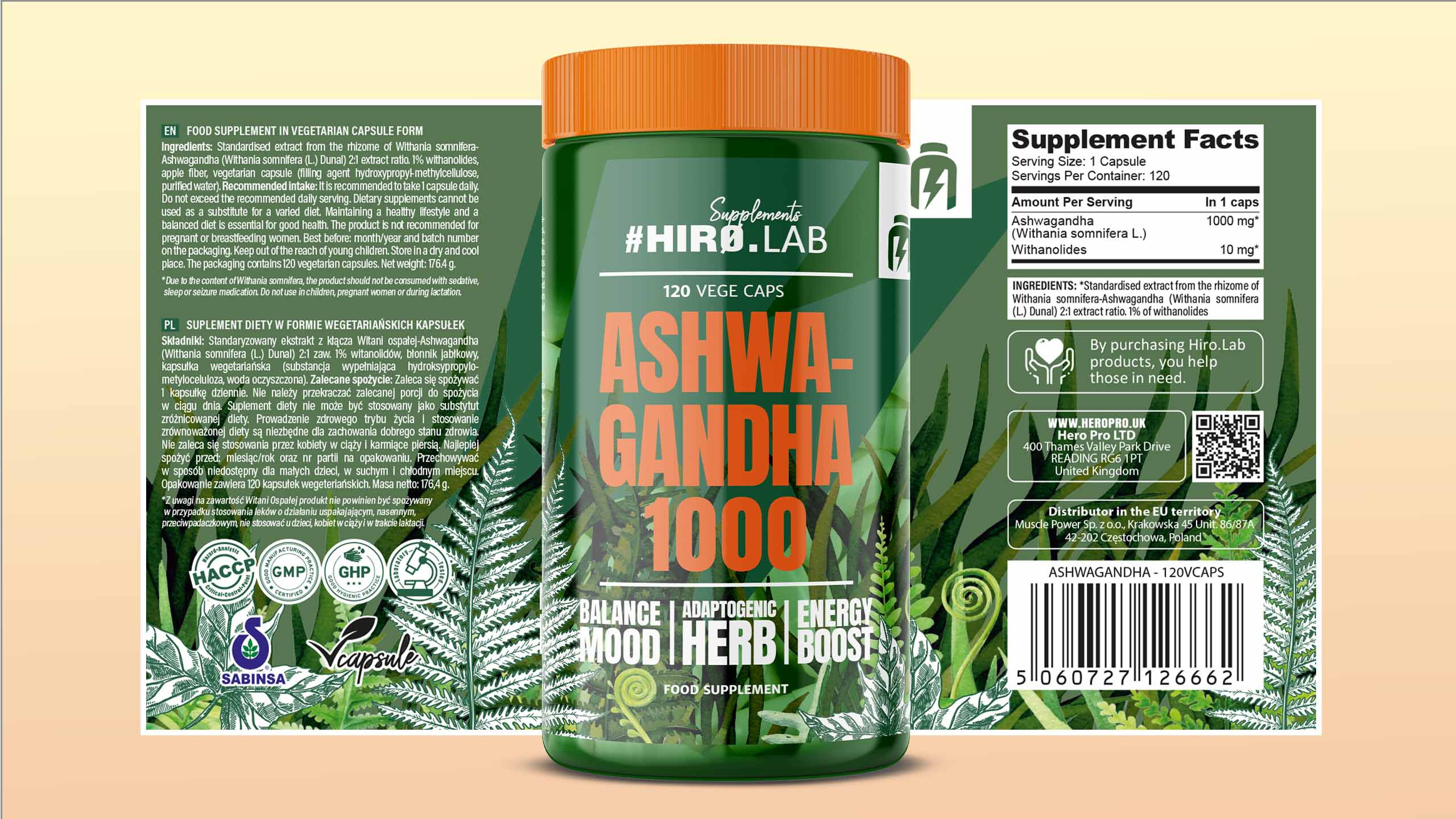 HIRO.LAB Ashwagandha 1000mg - 3x 120vcaps