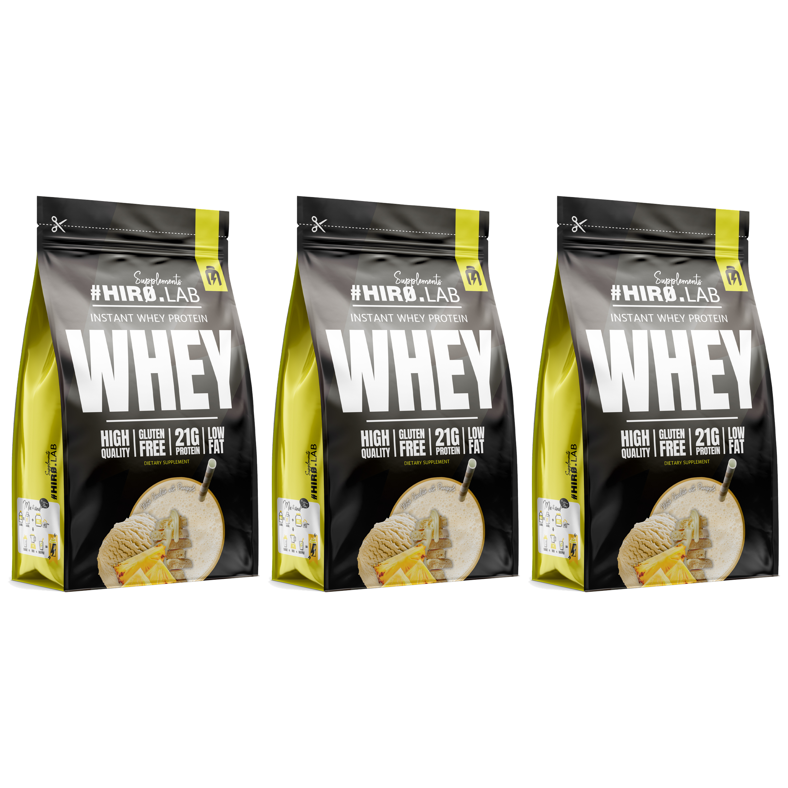 HIRO.LAB Instant Whey Protein - 3x 750g