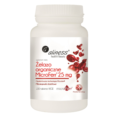 ALINESS - Żelazo Organiczne Microferr 25mg - 2x 100tabs.