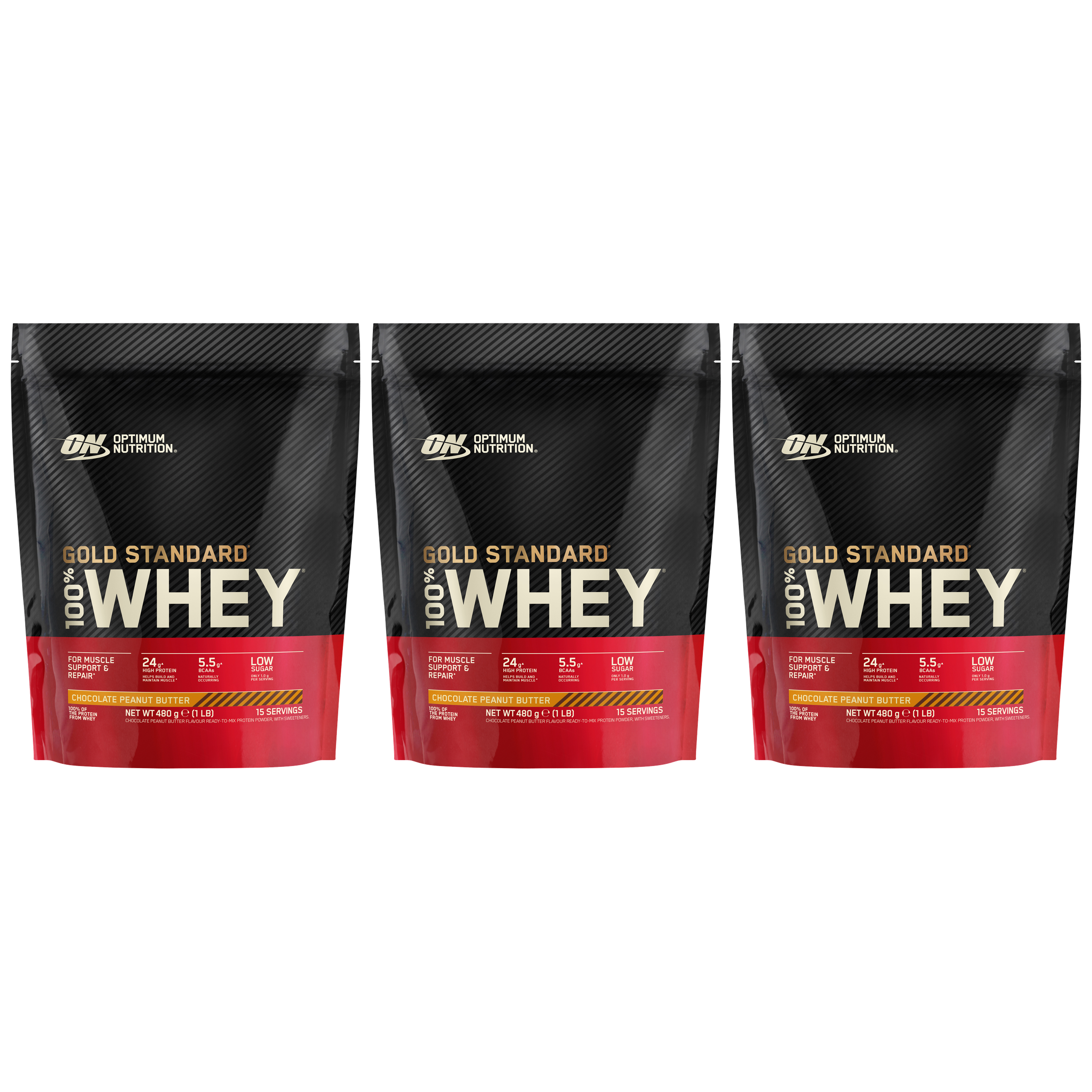 OPTIMUM NUTRITION Whey Gold Standard Bag - 3x 480g