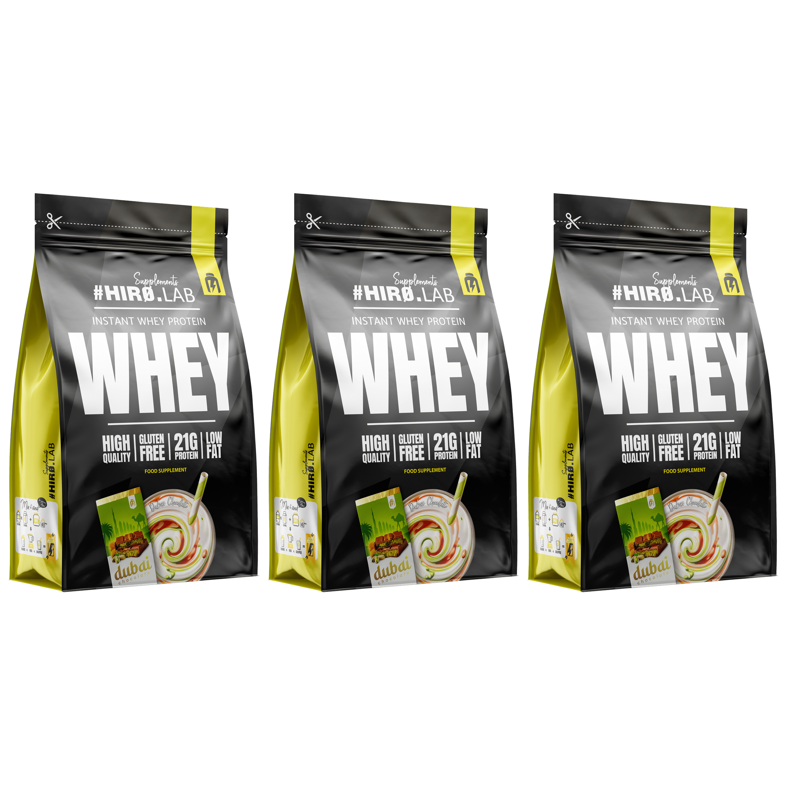 HIRO.LAB Instant Whey Protein - 3x 750g