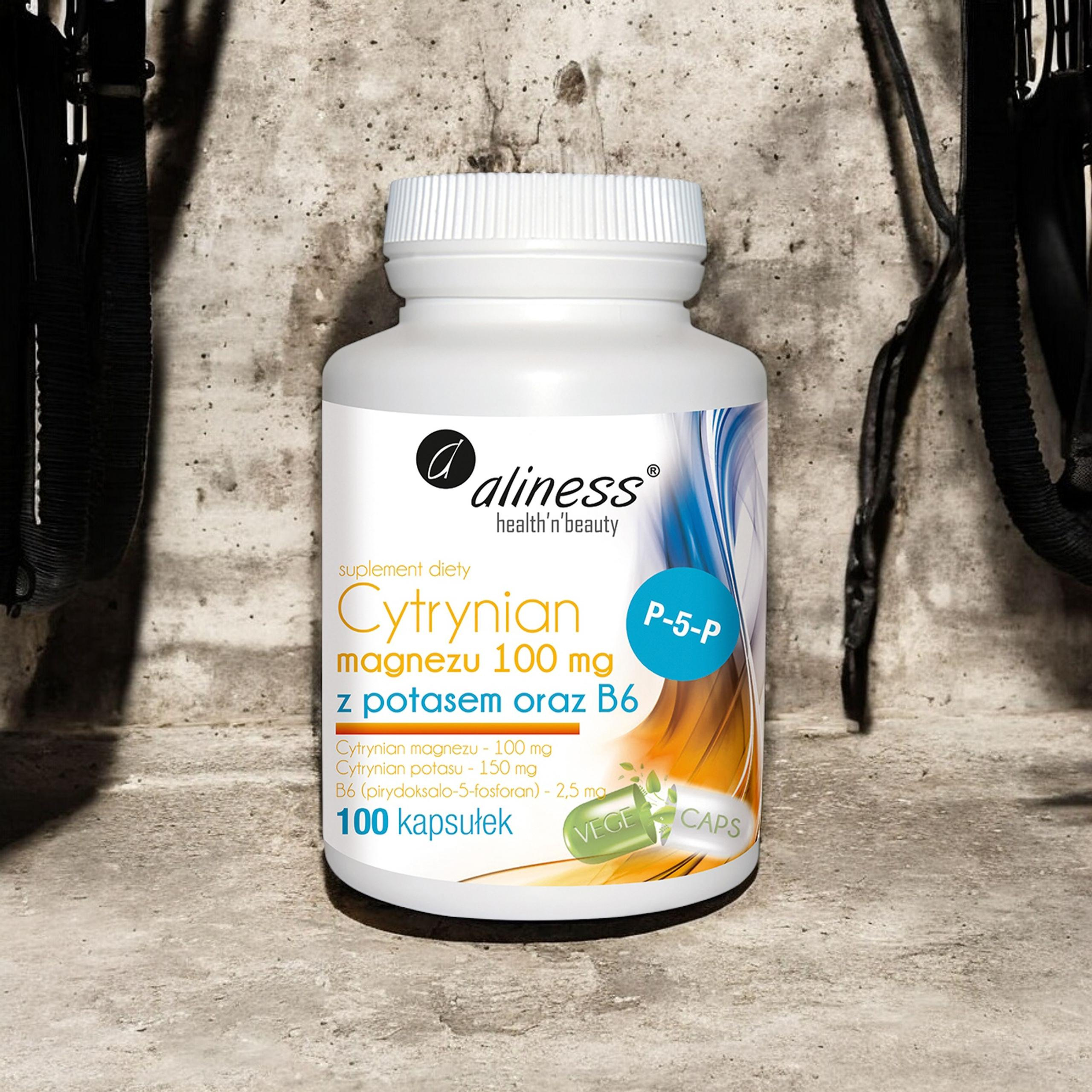 ALINESS Cytrynian Magnezu 100mg z Potasem i B6 - 100 caps