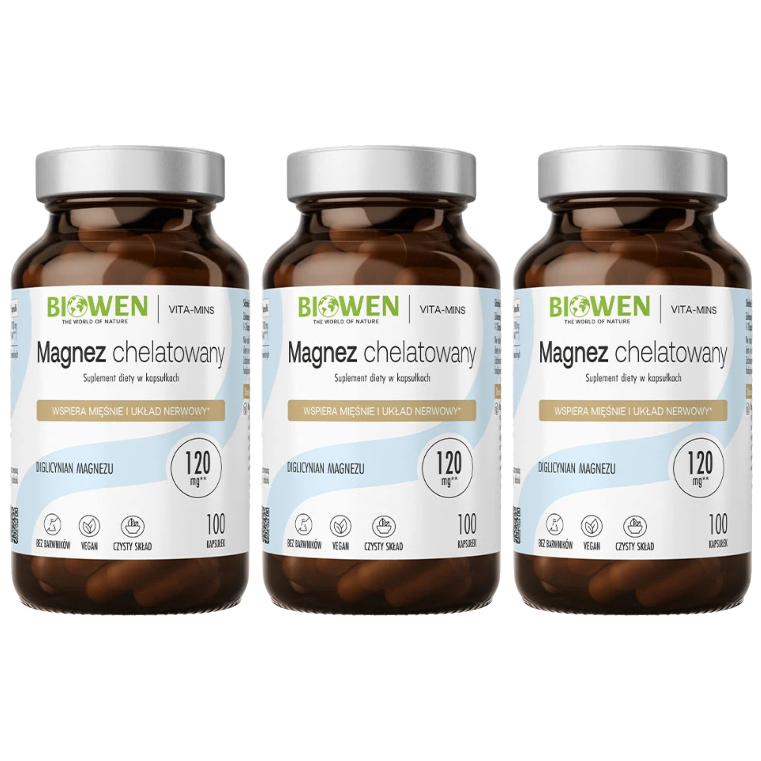 BIOWEN - Magnez Chelatowany 850mg - 3x 100caps.