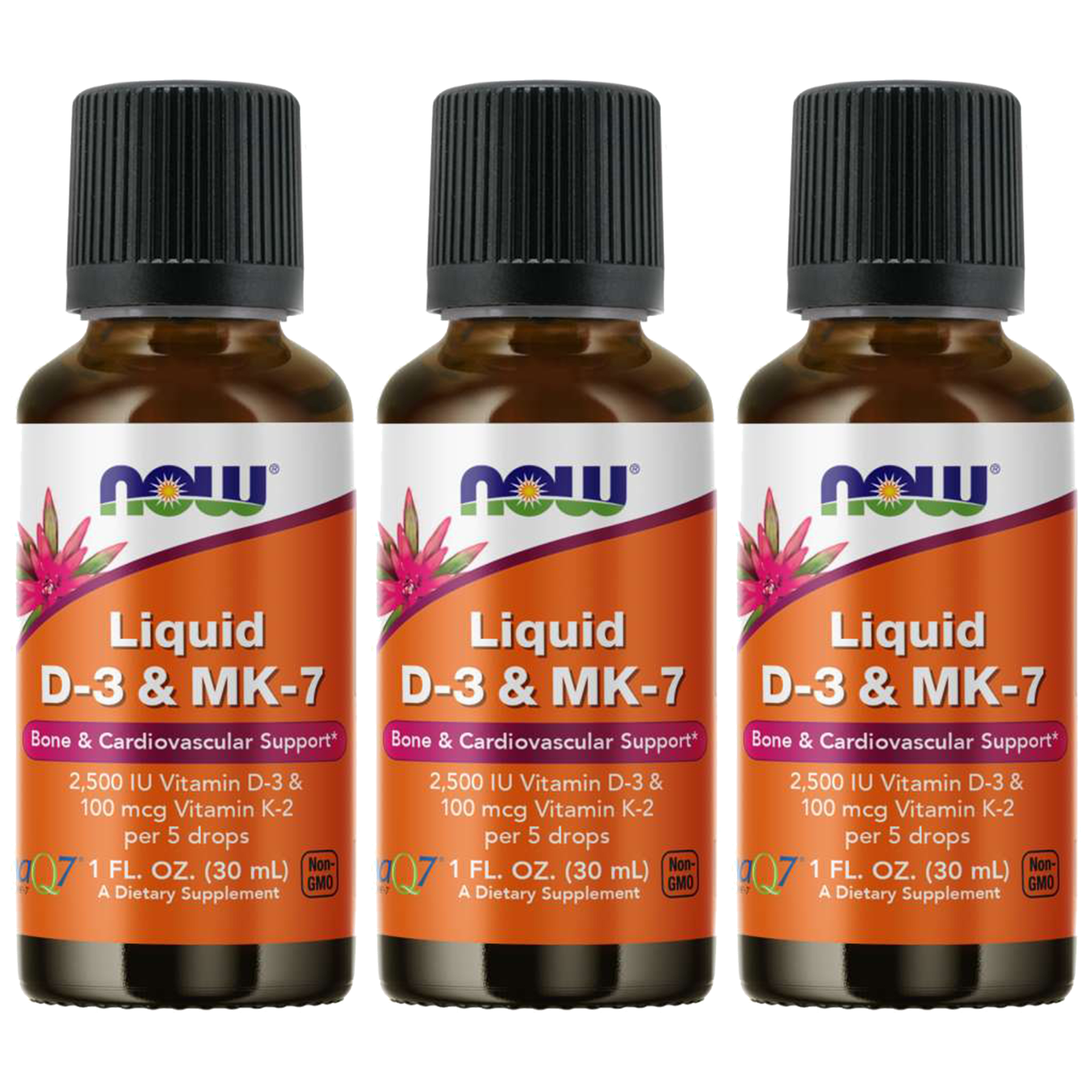 NOW Liquid D-3 & MK-7 - 3x 30ml - Witamina D3 & MK7 w kroplach