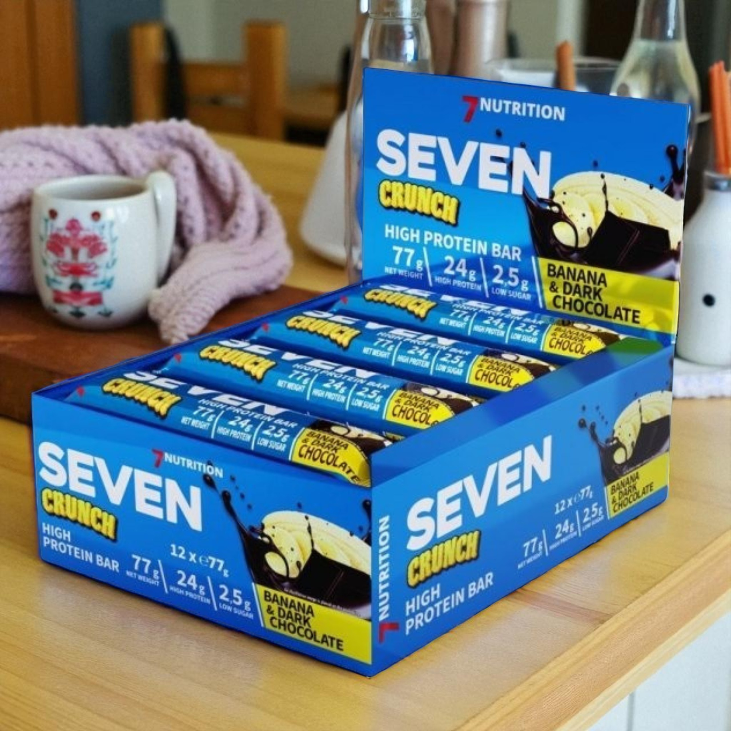 7 NUTRITION - Seven Crunch HP Bar - 12x 2x 77g - Banana & Dark Chocolate